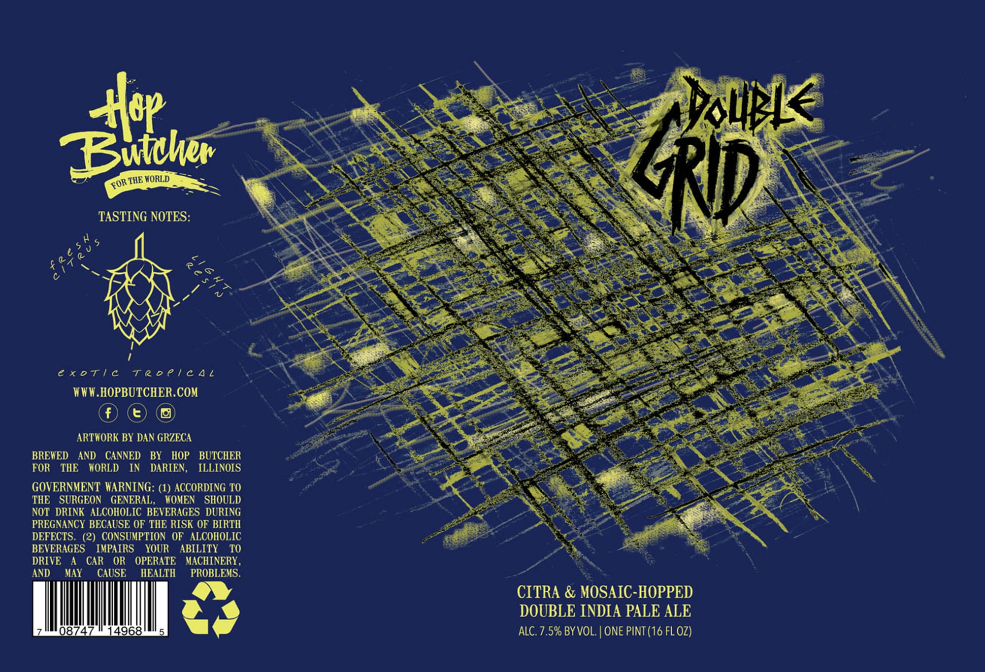 Double Grid by Hop Butcher For The World - beer label