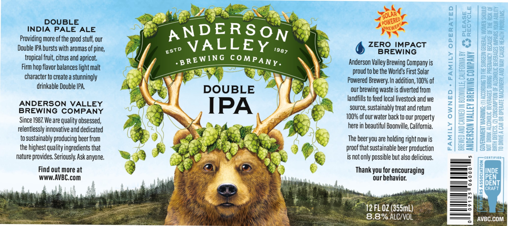 Double IPA by Anderson Valley Brewing Company - beer label