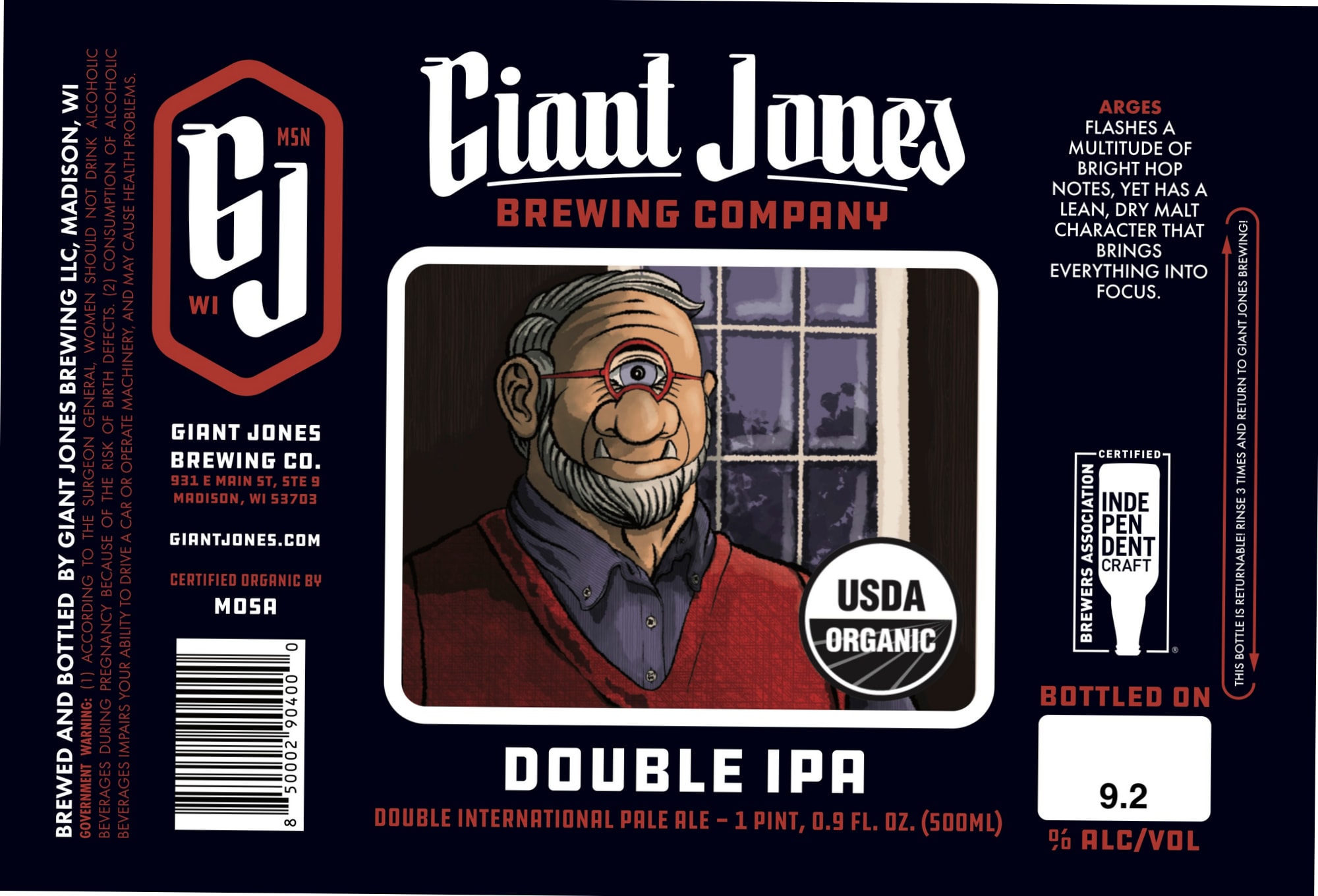 Double IPA by Giant Jones Brewing Co. - beer label