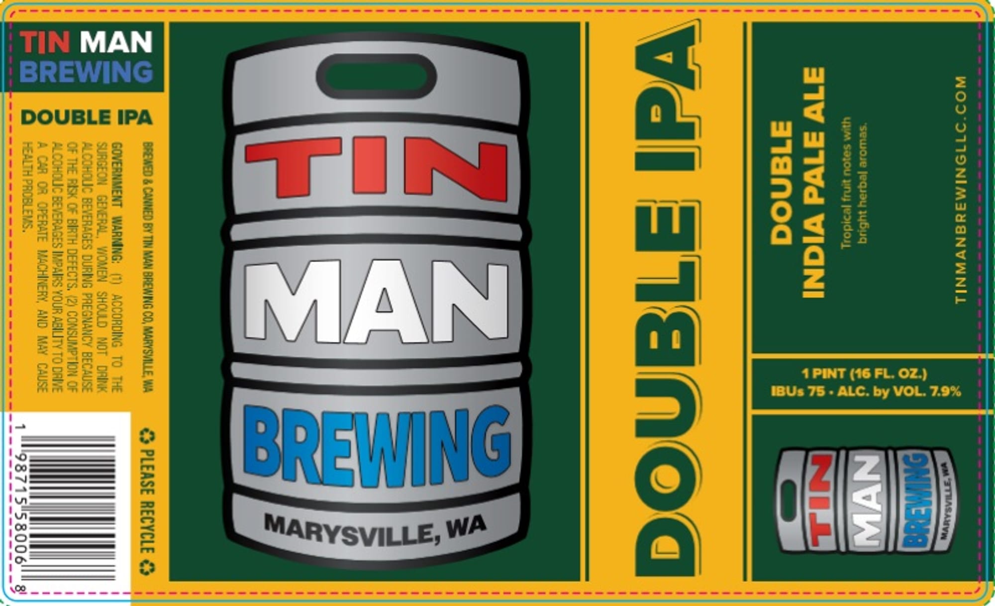 Double IPA by Tin Man Brewing - beer label