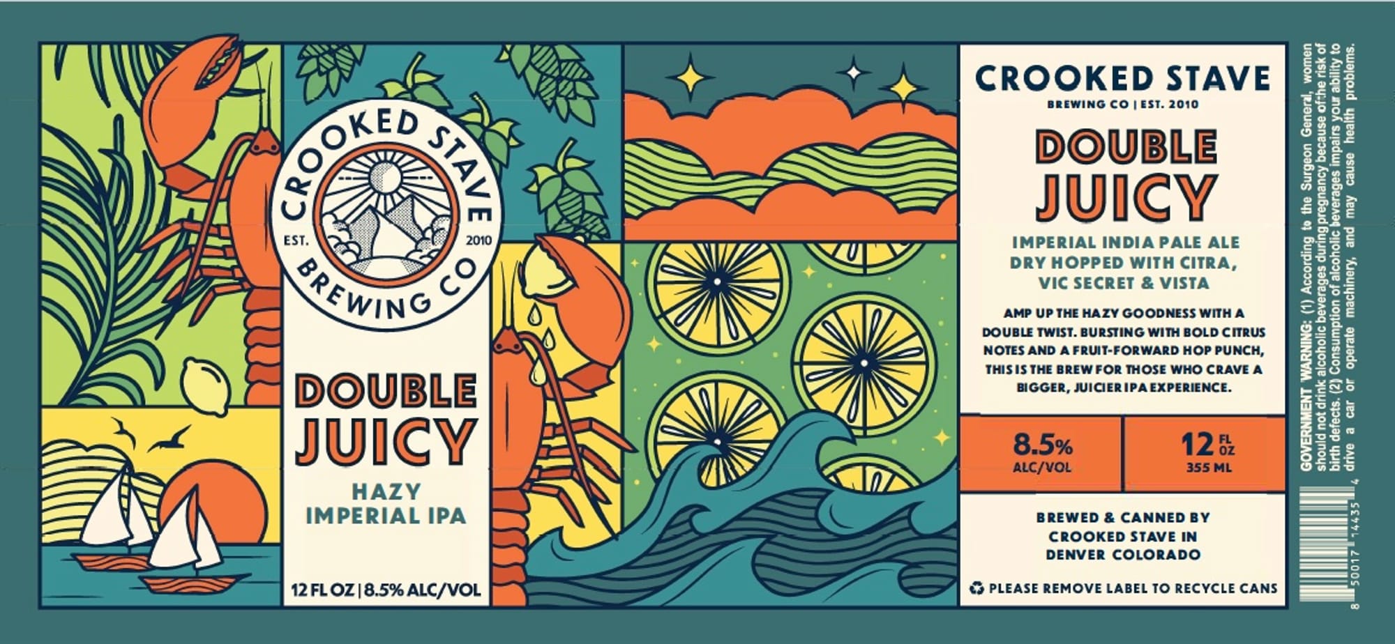 Double Juicy Hazy Imperial IPA by Crooked Stave Brewing Co. - beer label