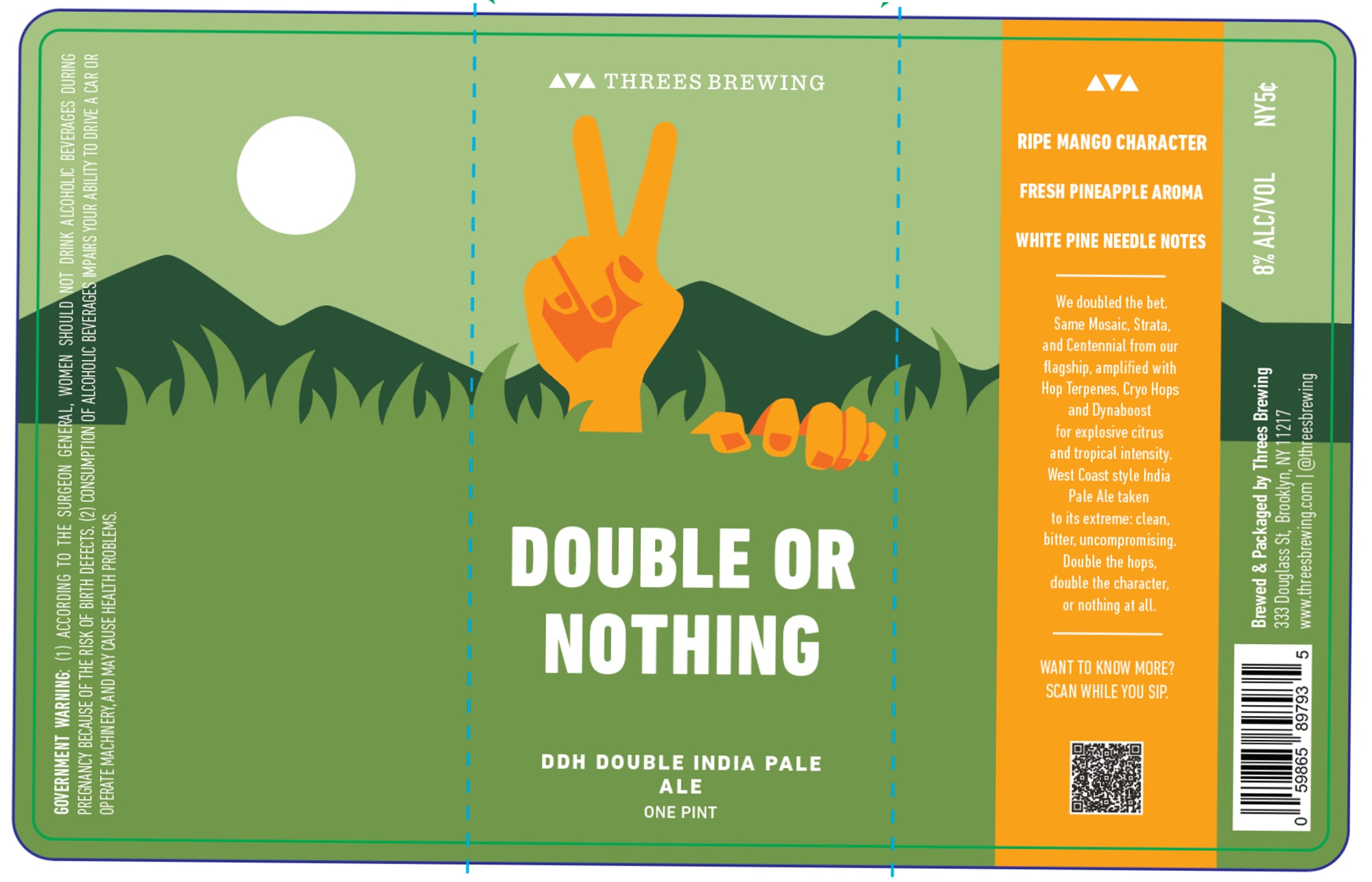 Double Or Nothing by Three Brewing - beer label