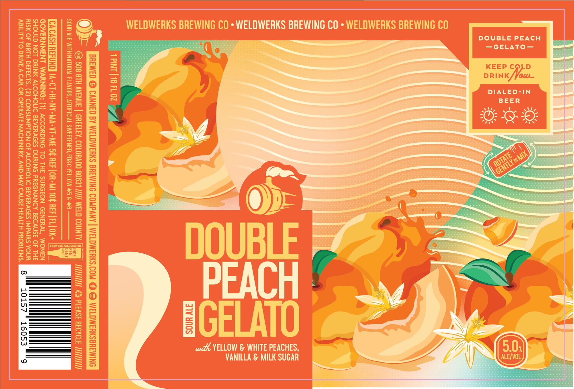 Double Peach Gelato by WeldWerks Brewing Co. - beer label