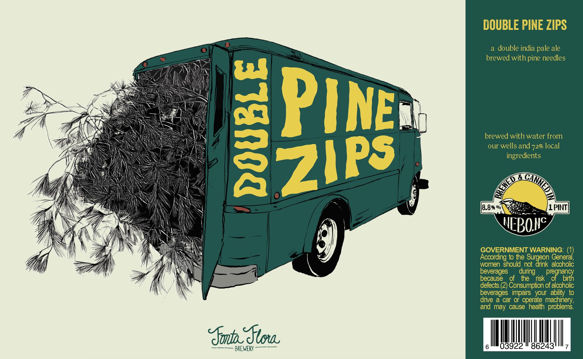Double Pine Zips by Fonte Flora Brewery - beer label