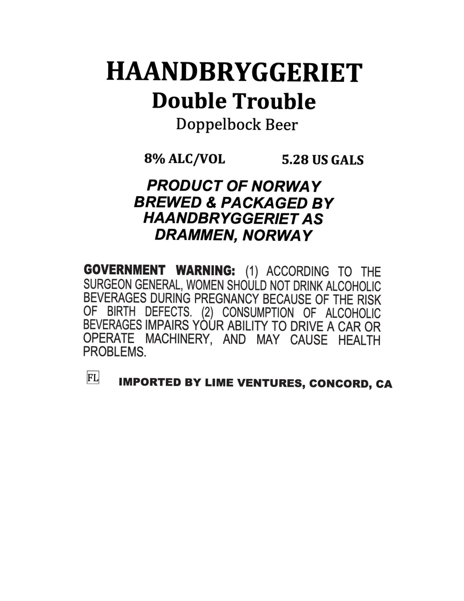 Double Trouble by Haandbryggeriet - beer label
