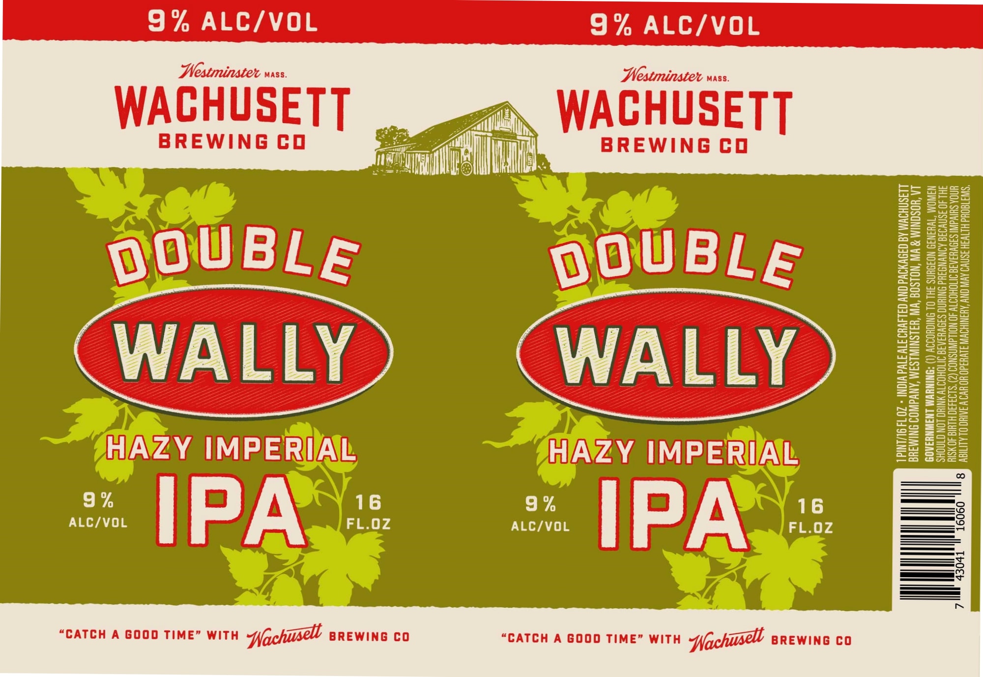 Double Wally Hazy Imperial IPA by Wachusett Brewing Co. - beer label