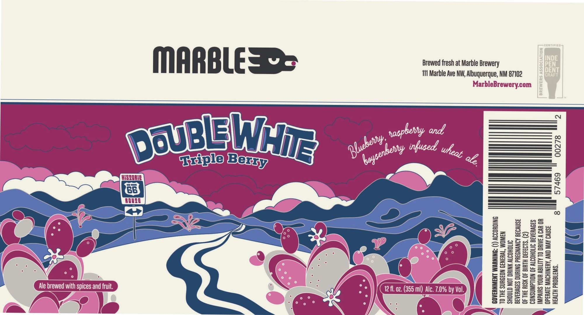 Double White Triple Berry by Marble Brewery - beer label