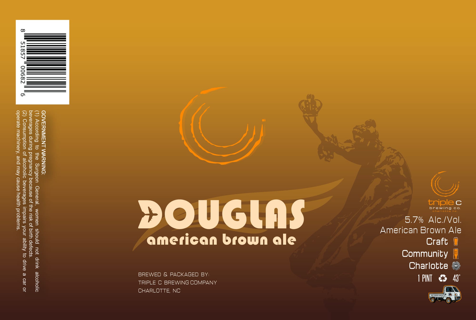 Douglas American Brown Ale by Triple C Brewing Company - beer label