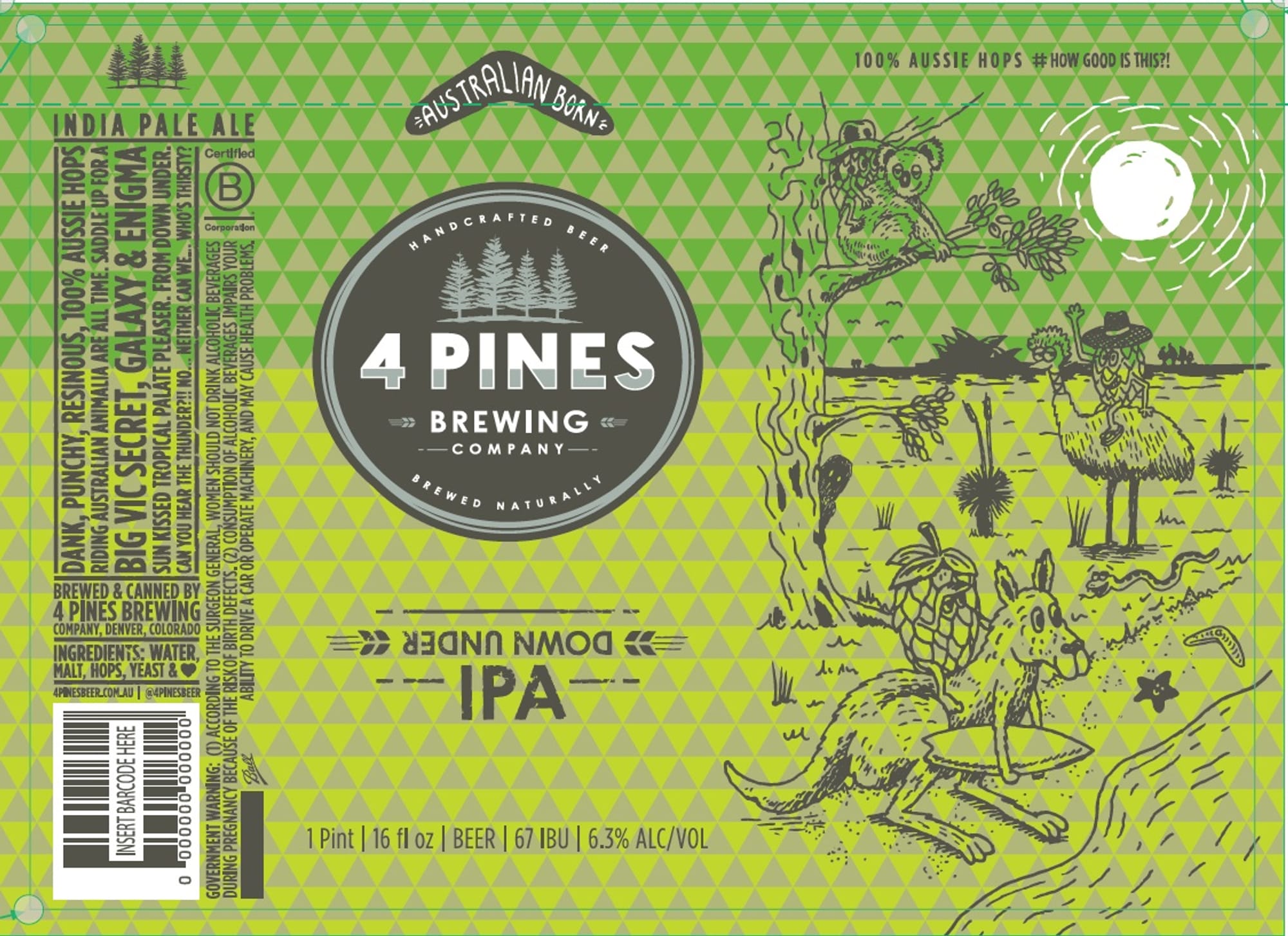 Down Under IPA by 4 Pines Brewing Company - beer label