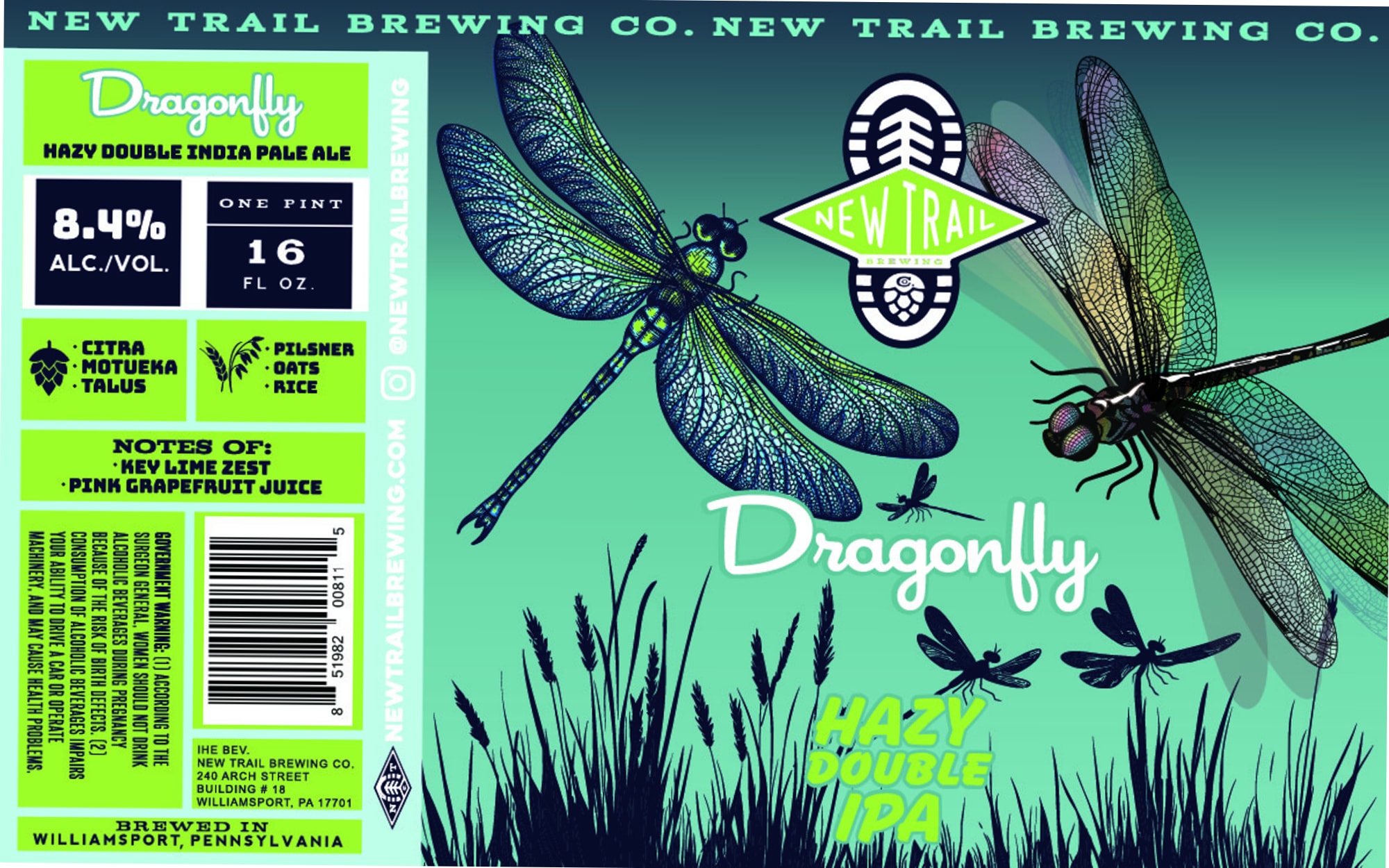 Dragonfly by New Trail Brewing - beer label
