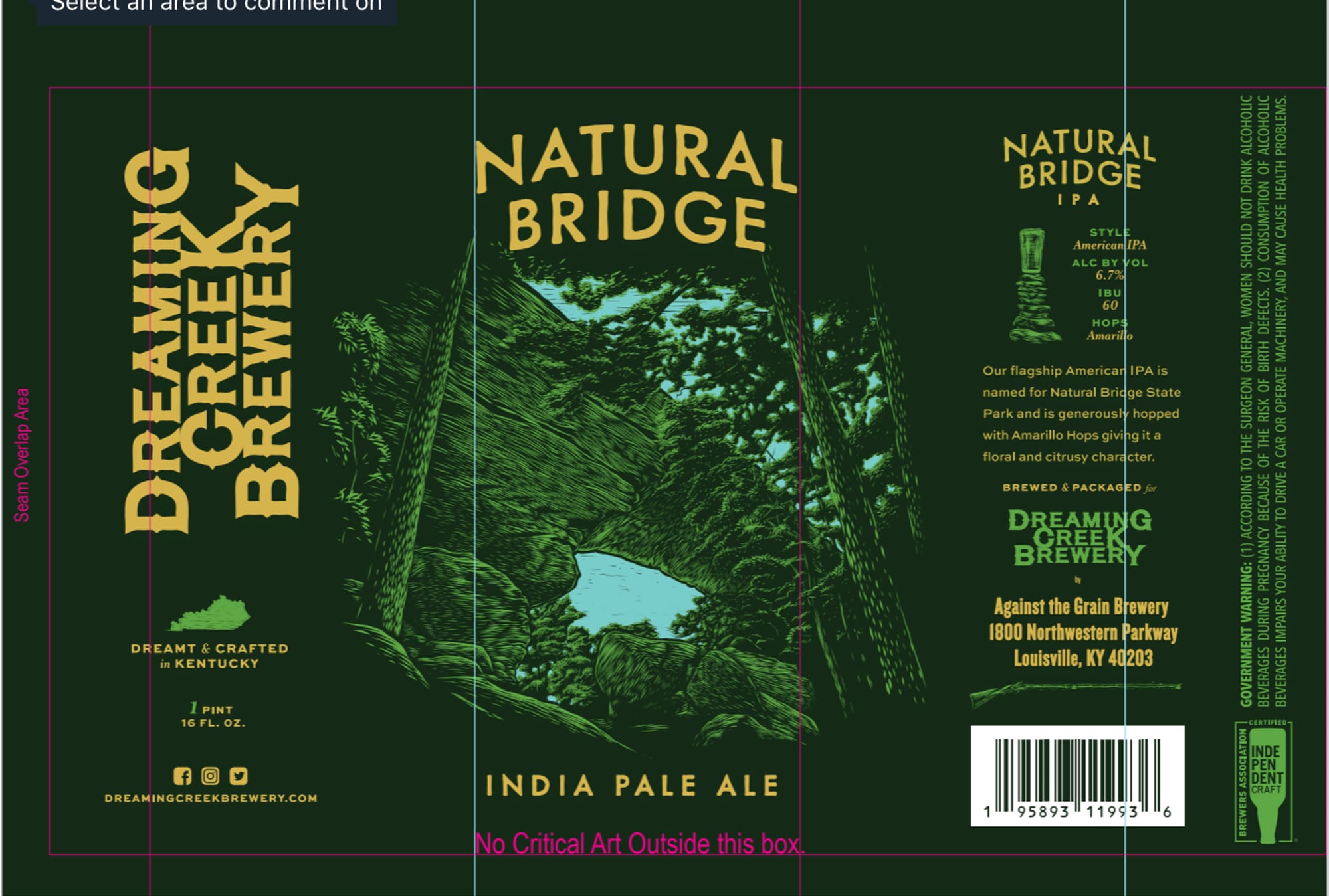 Natural Bridge India Pale Ale by Dreaming Creek Brewery - beer label