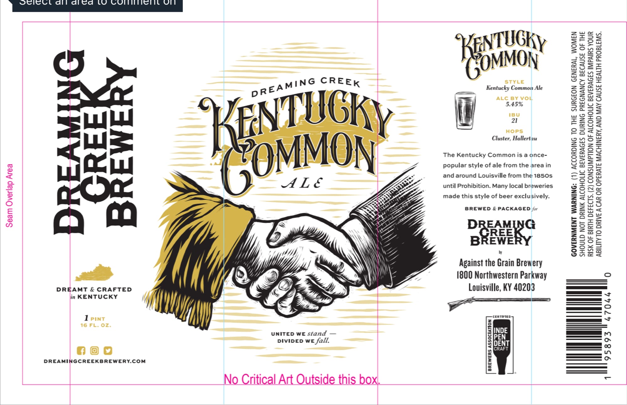 Kentucky Common Ale by Dreaming Creek Brewery - beer label