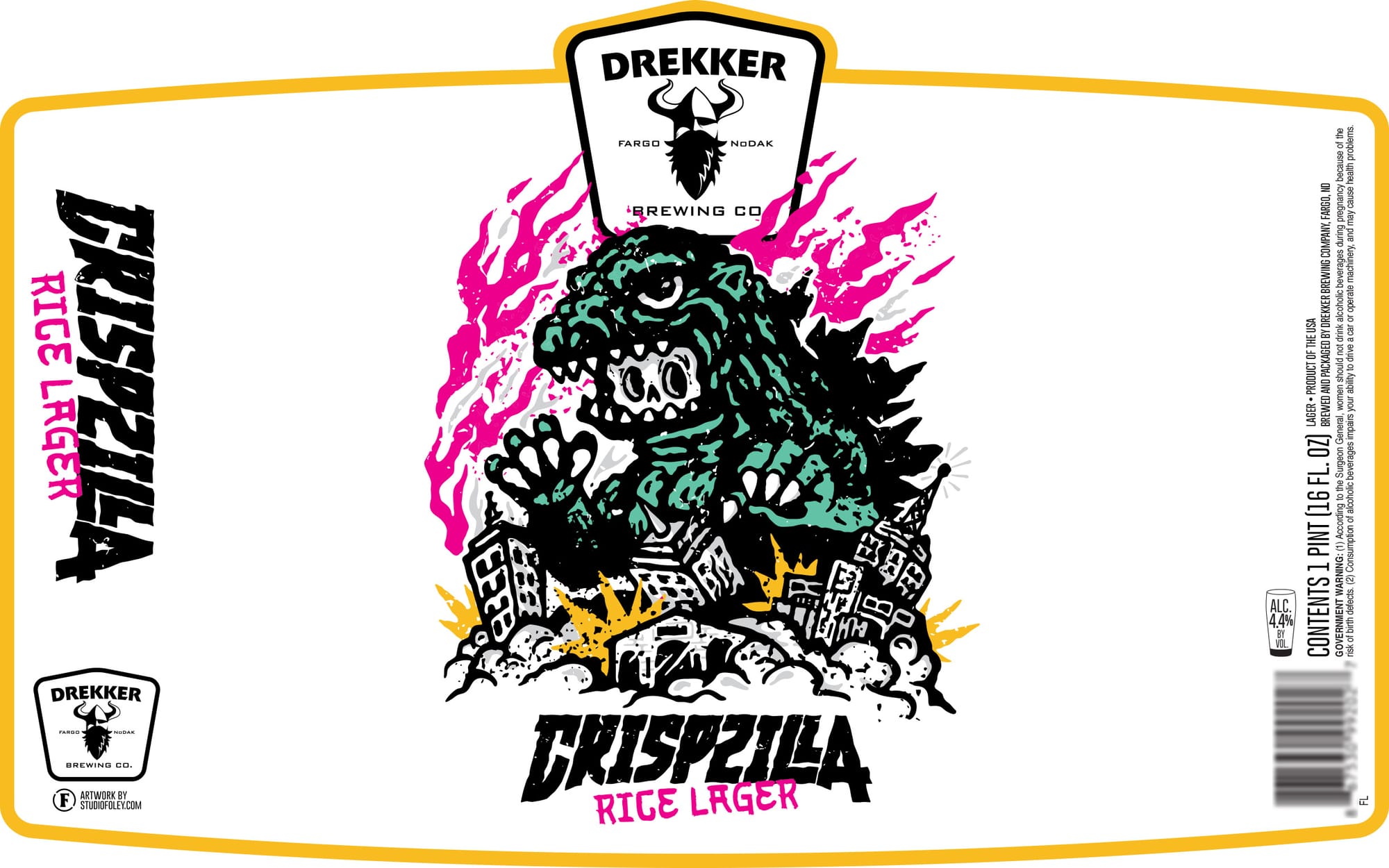 Crispzilla Rice Lager by Drekker Brewing Co. - beer label