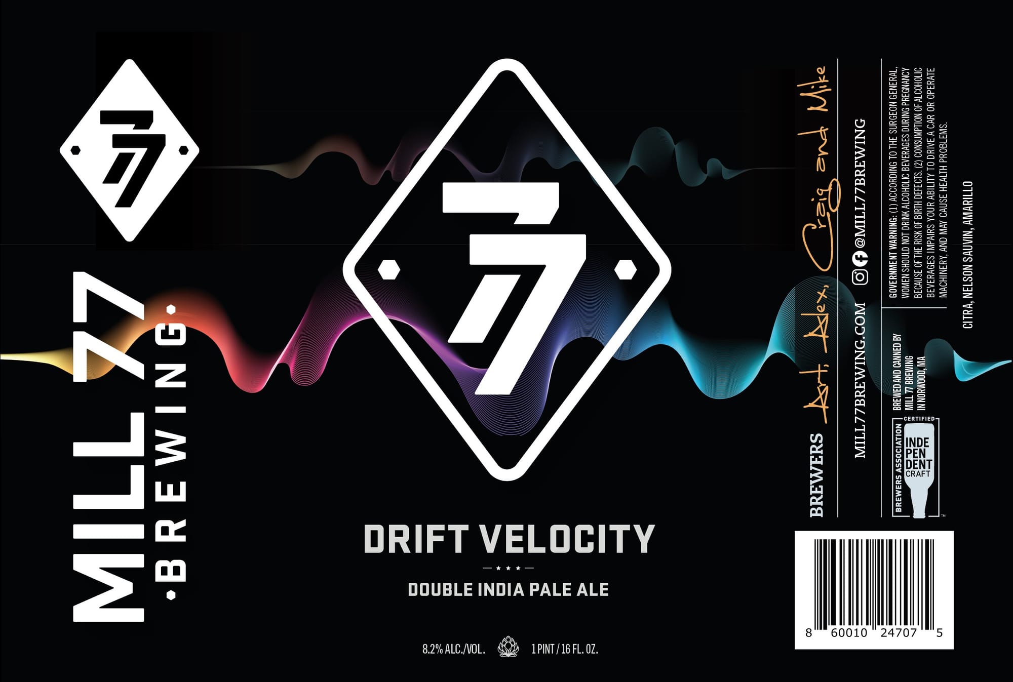Drift Velocity by Mill 7 Brewing - beer label