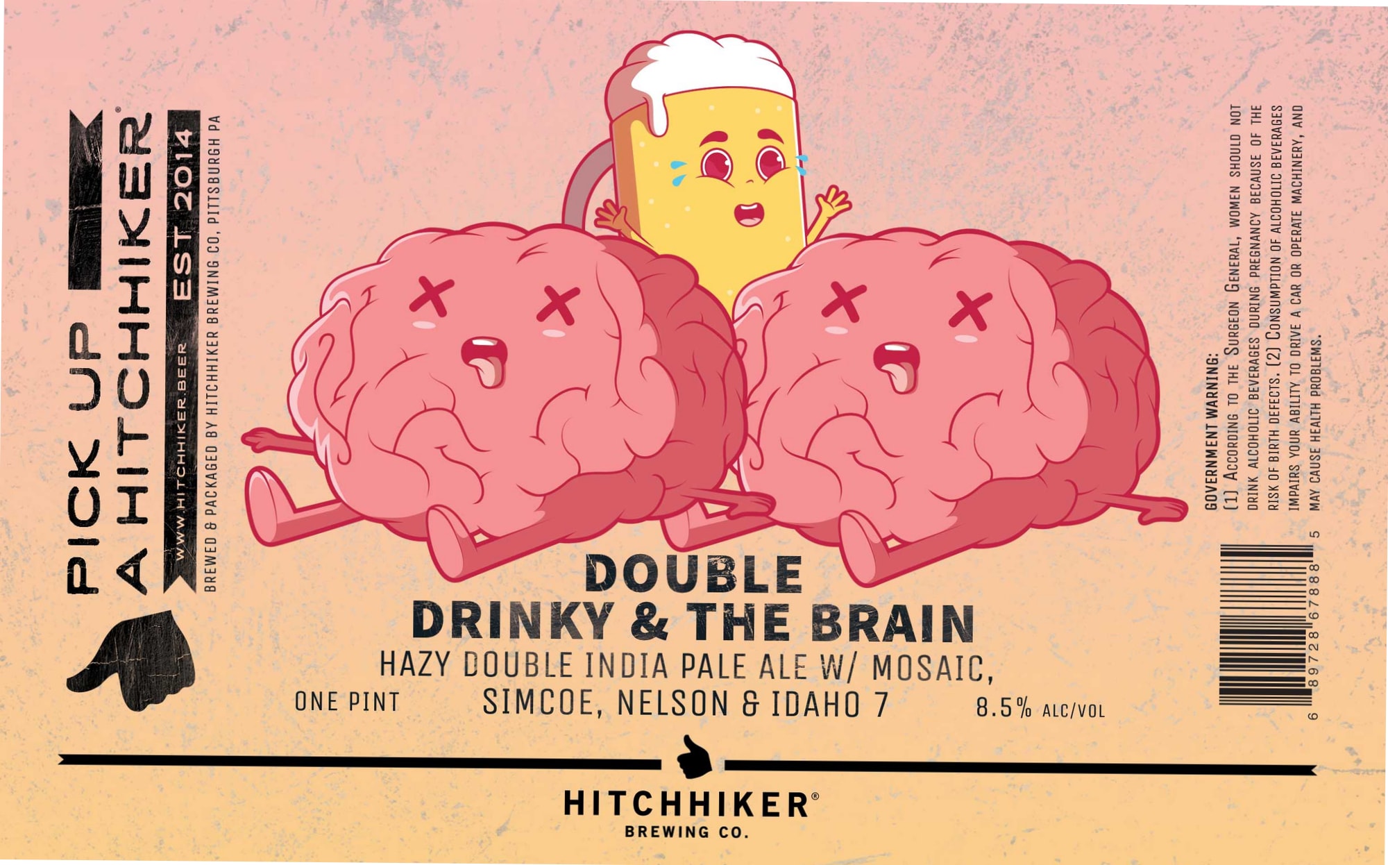 Drinky & The Brain by Hitchhiker Brewing Co. - beer label