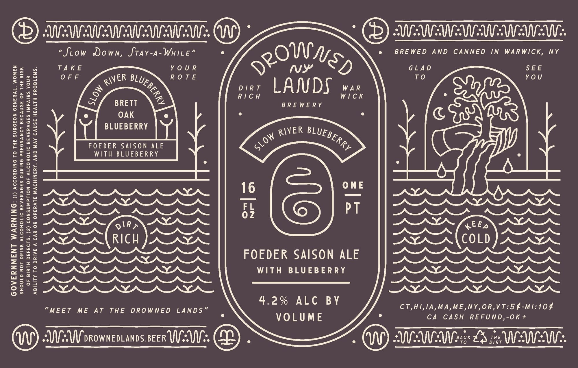 Slow River Blueberry by Drowned Lands Brewery - beer label