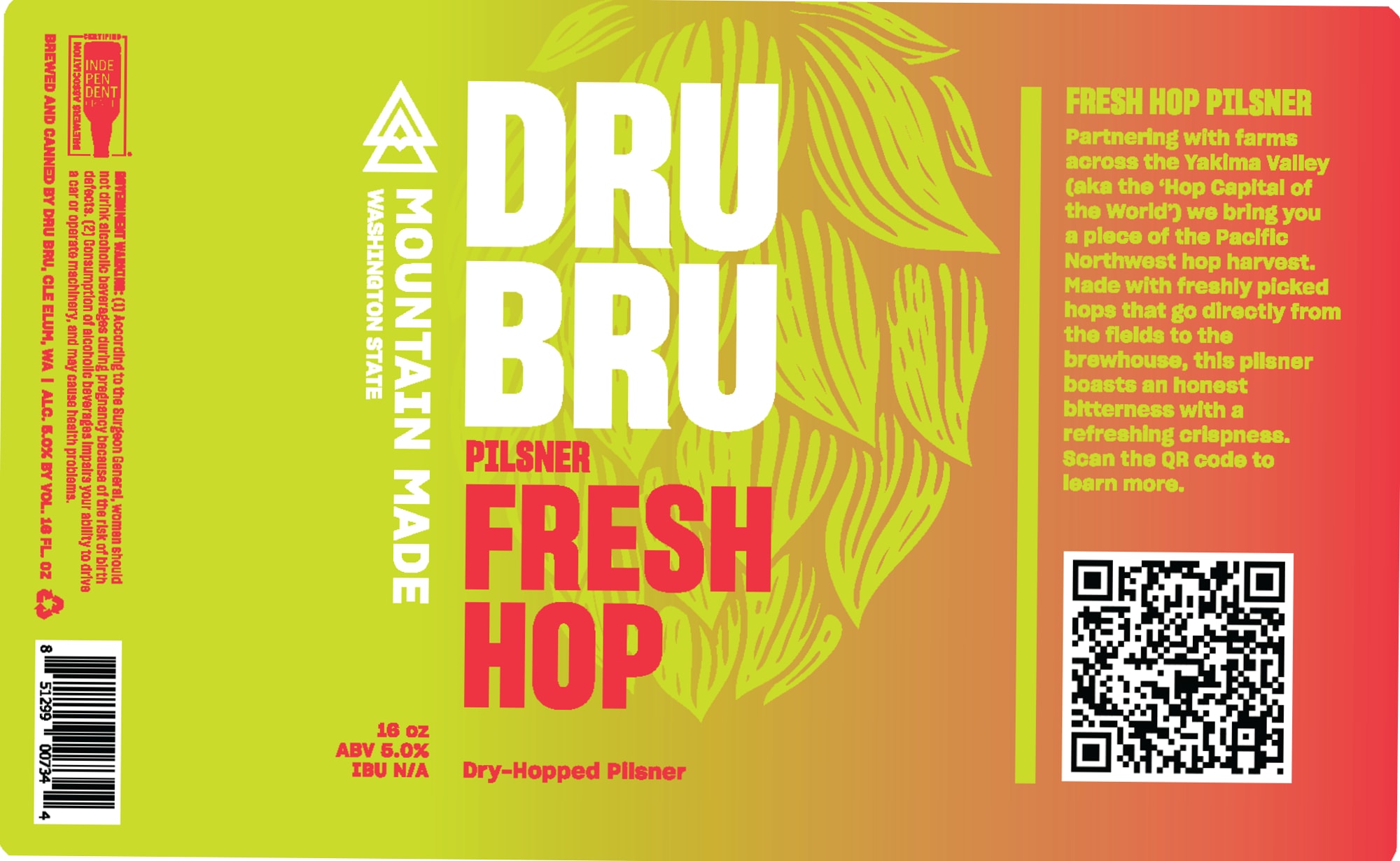 Dru Bru Fresh Hop Pilsner by Mountain State Brewing Company - beer label