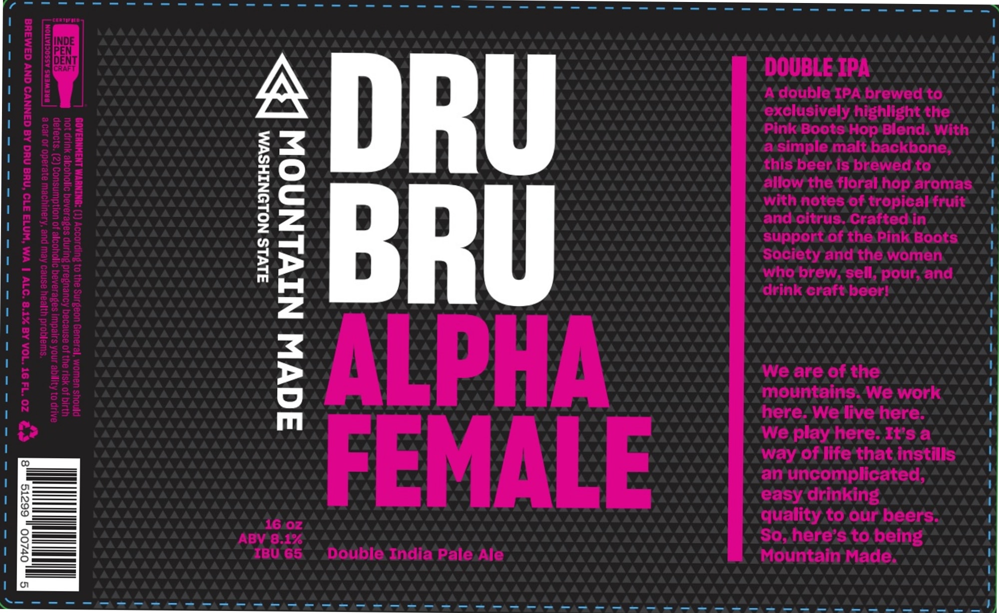 Double India Pale Ale by Dru Bru - beer label