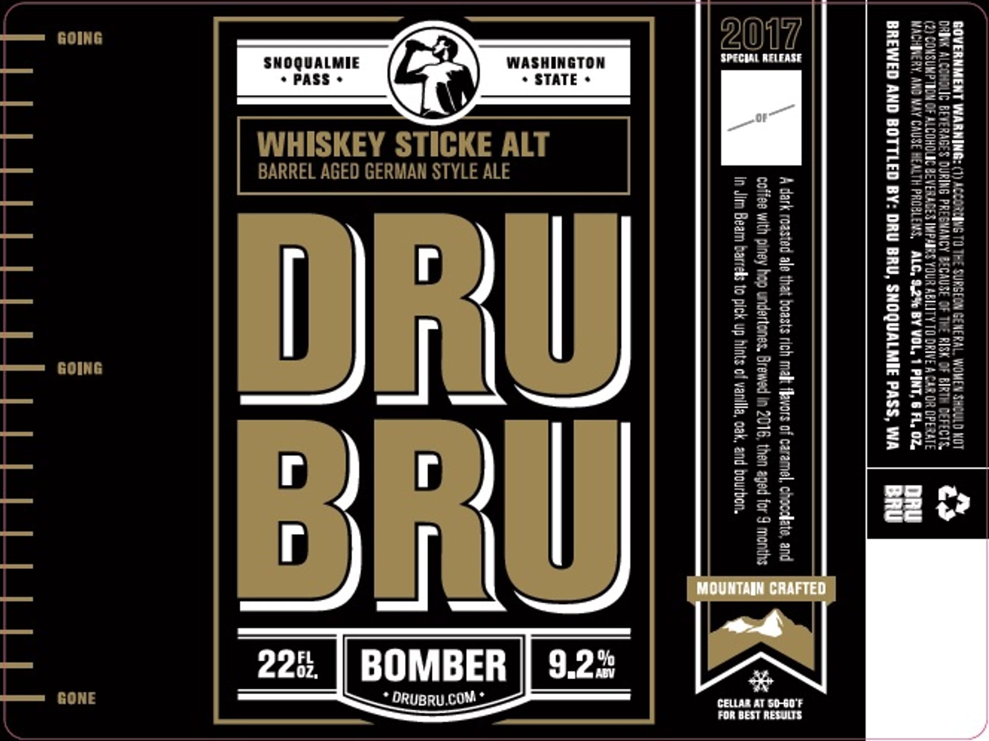 Whiskey Sticke Alt by Dru Bru - beer label