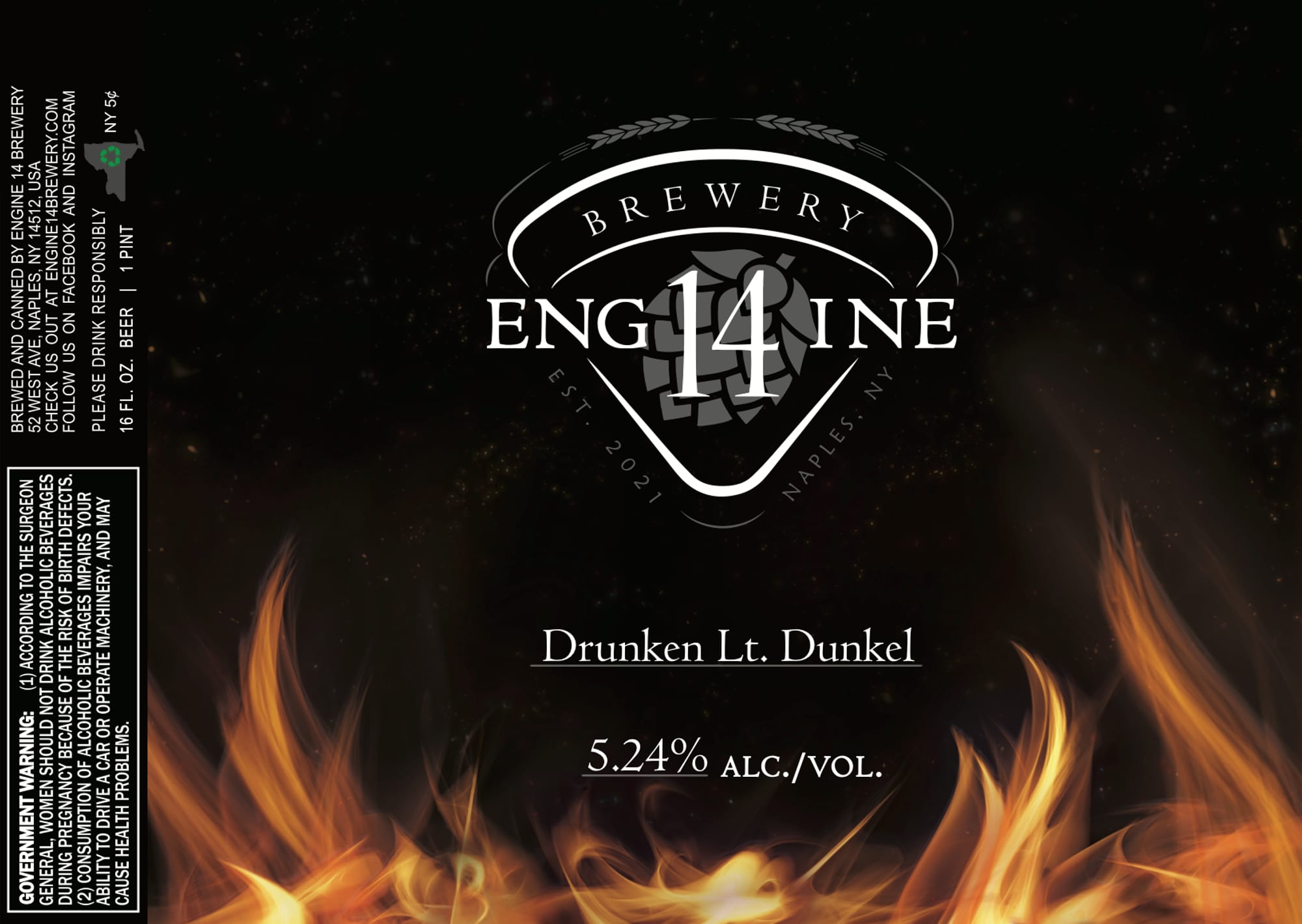 Drunken Lt. Dunkel by Engine 14 Brewery - beer label