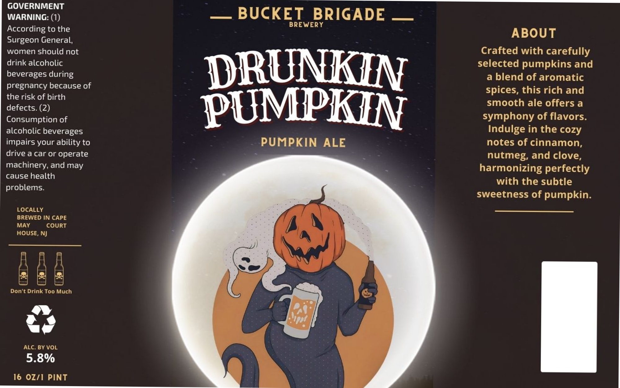 Drunken Pumpkin by Bucket Brigade Brewery - beer label