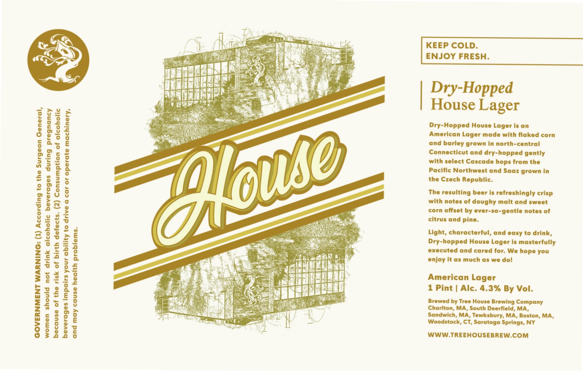 Dry-Hopped House Lager by Tree House Brewing Company - beer label