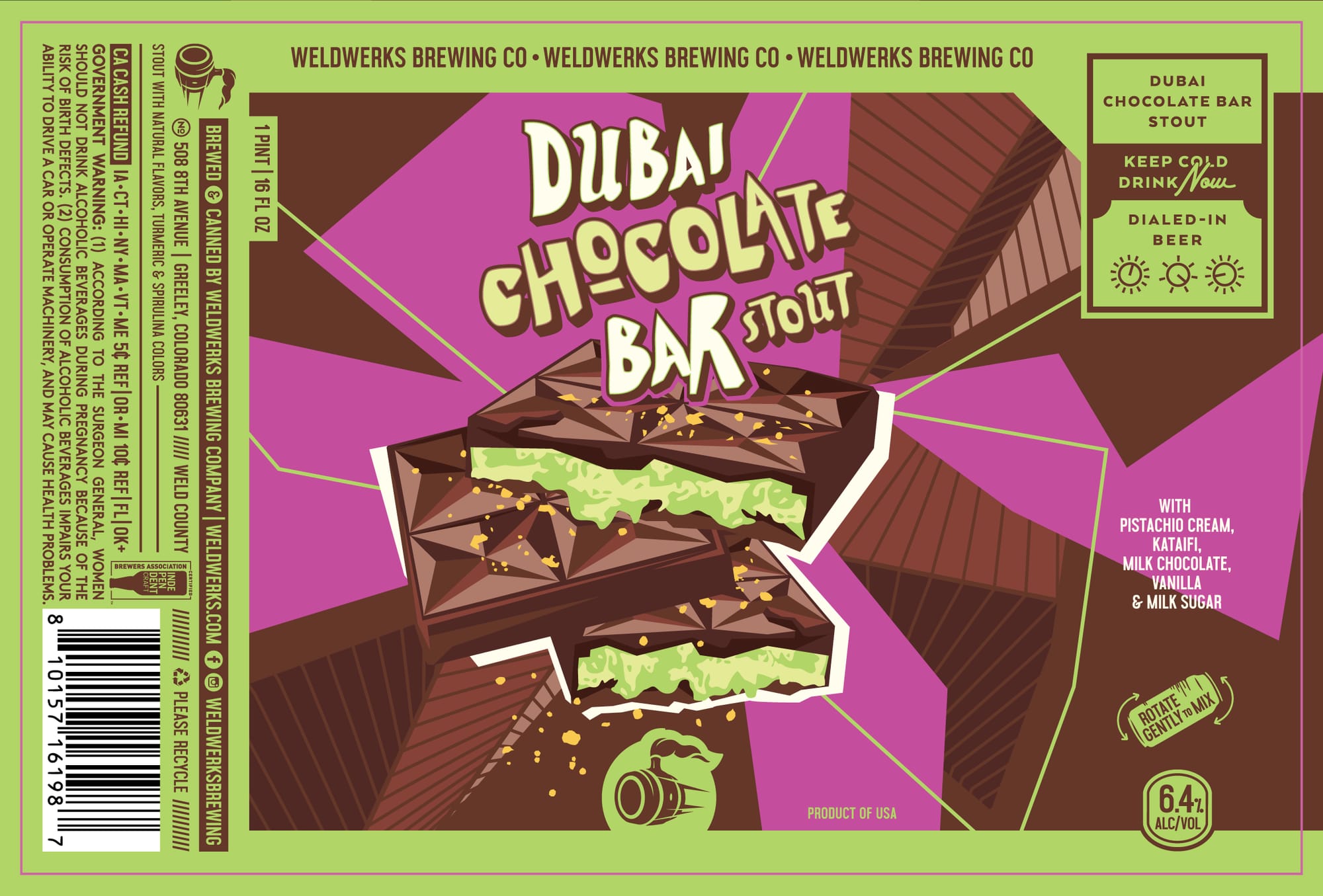 Dubai Chocolate Bar Stout by WeldWerks Brewing Co. - beer label