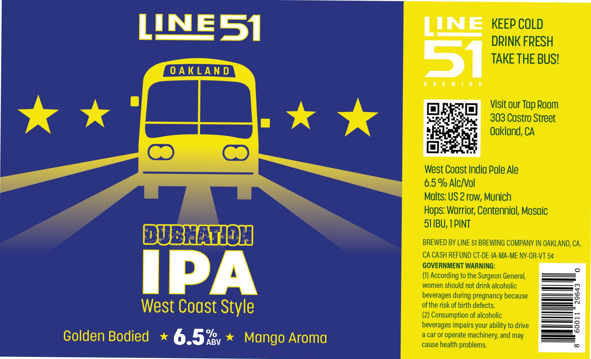 Dubnation IPA by Line 51 Brewing - beer label