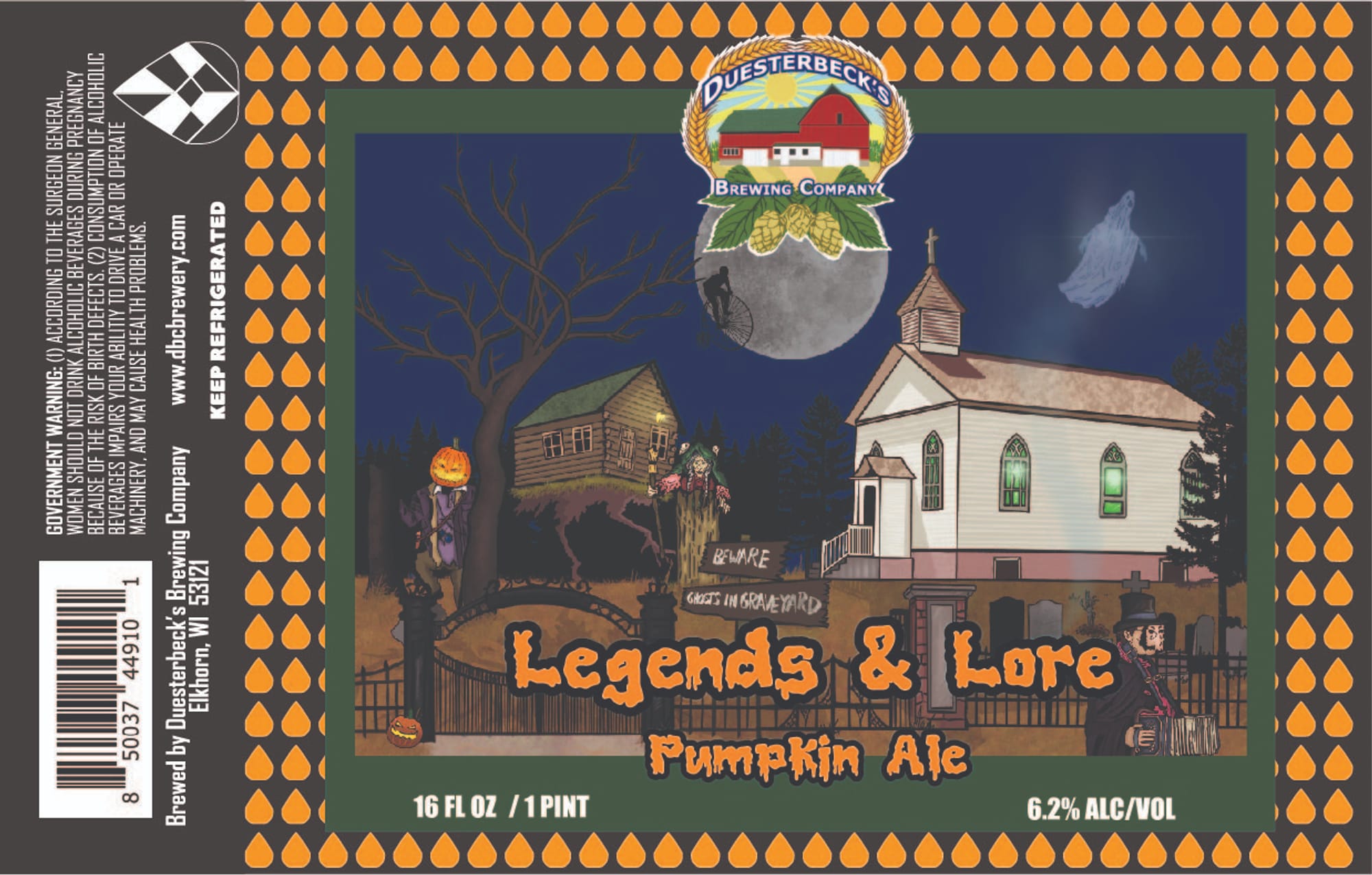 Legends & Lore Pumpkin Ale by Duesterbeck’s Brewing Company - beer label