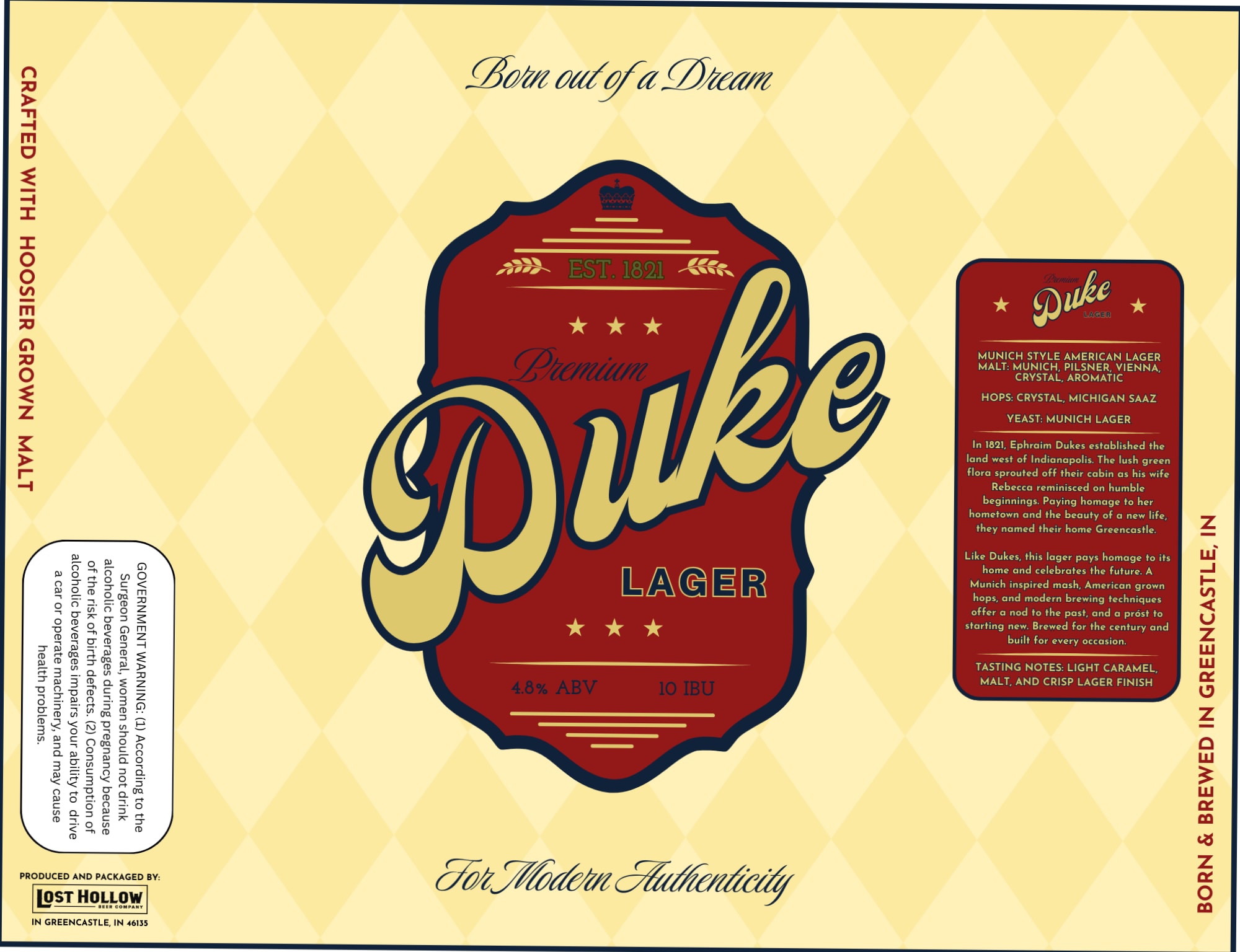 Duke Lager by Lost Hollow - beer label