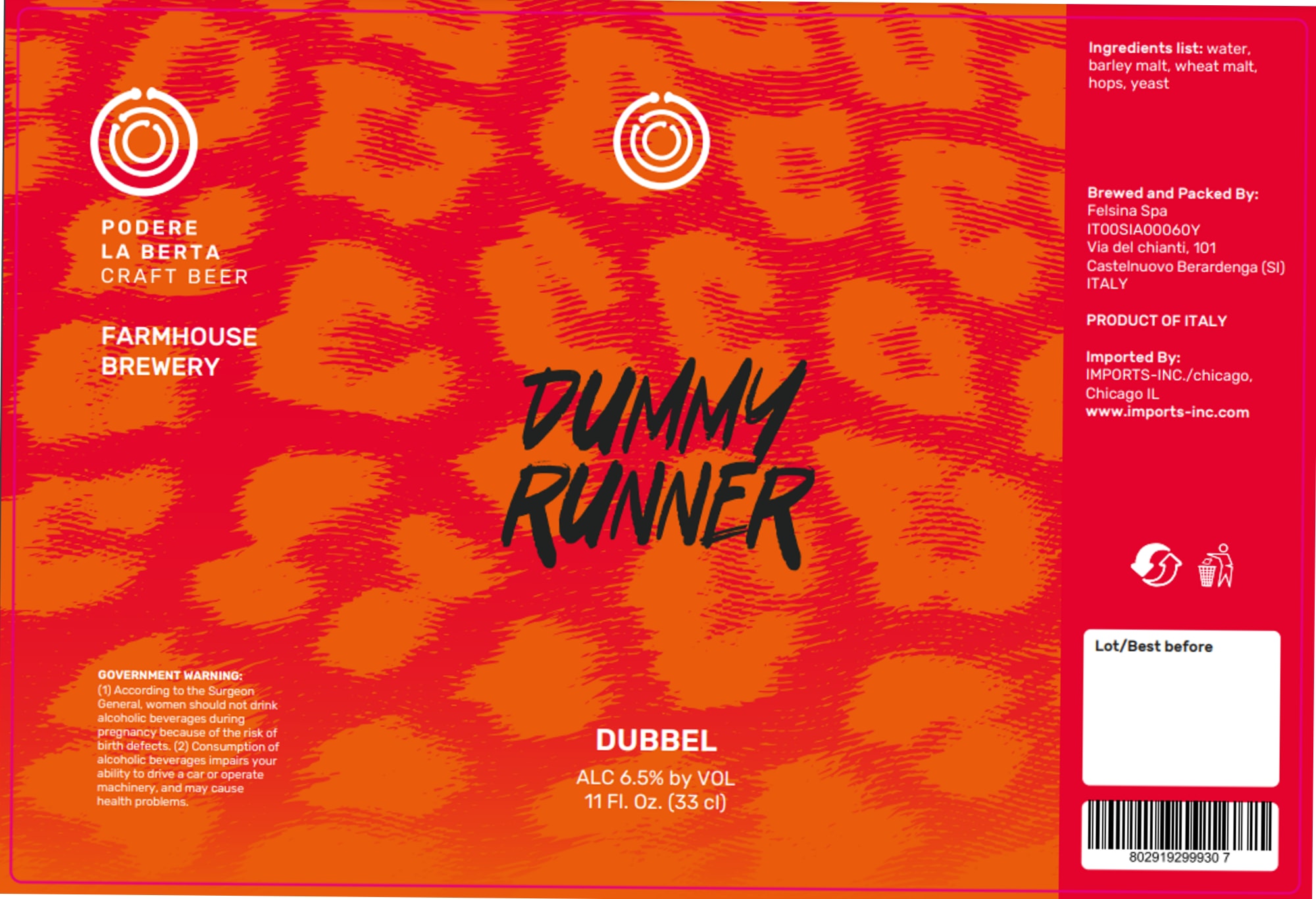 Dummy Runner by Podere La Berta - beer label