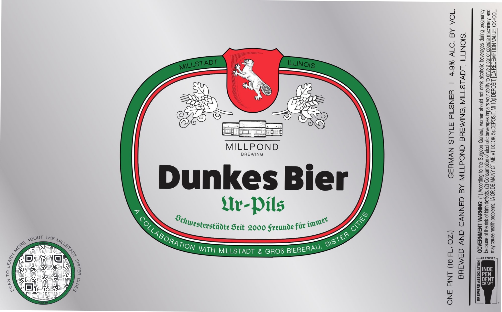 Dunkes Bier Ur-Pils by Millpond Brewing - beer label