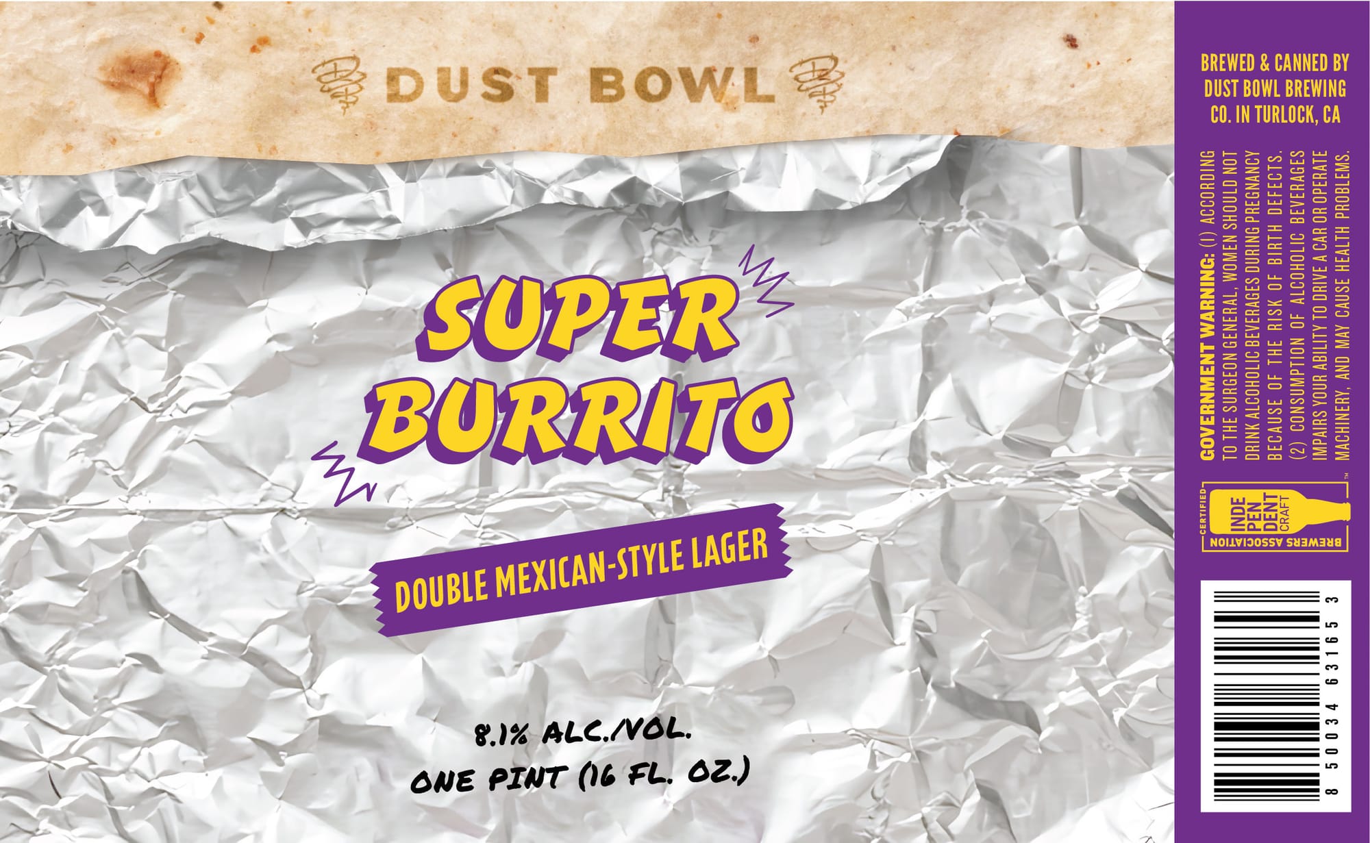 Super Burrito by Dust Bowl Brewing Co. - beer label