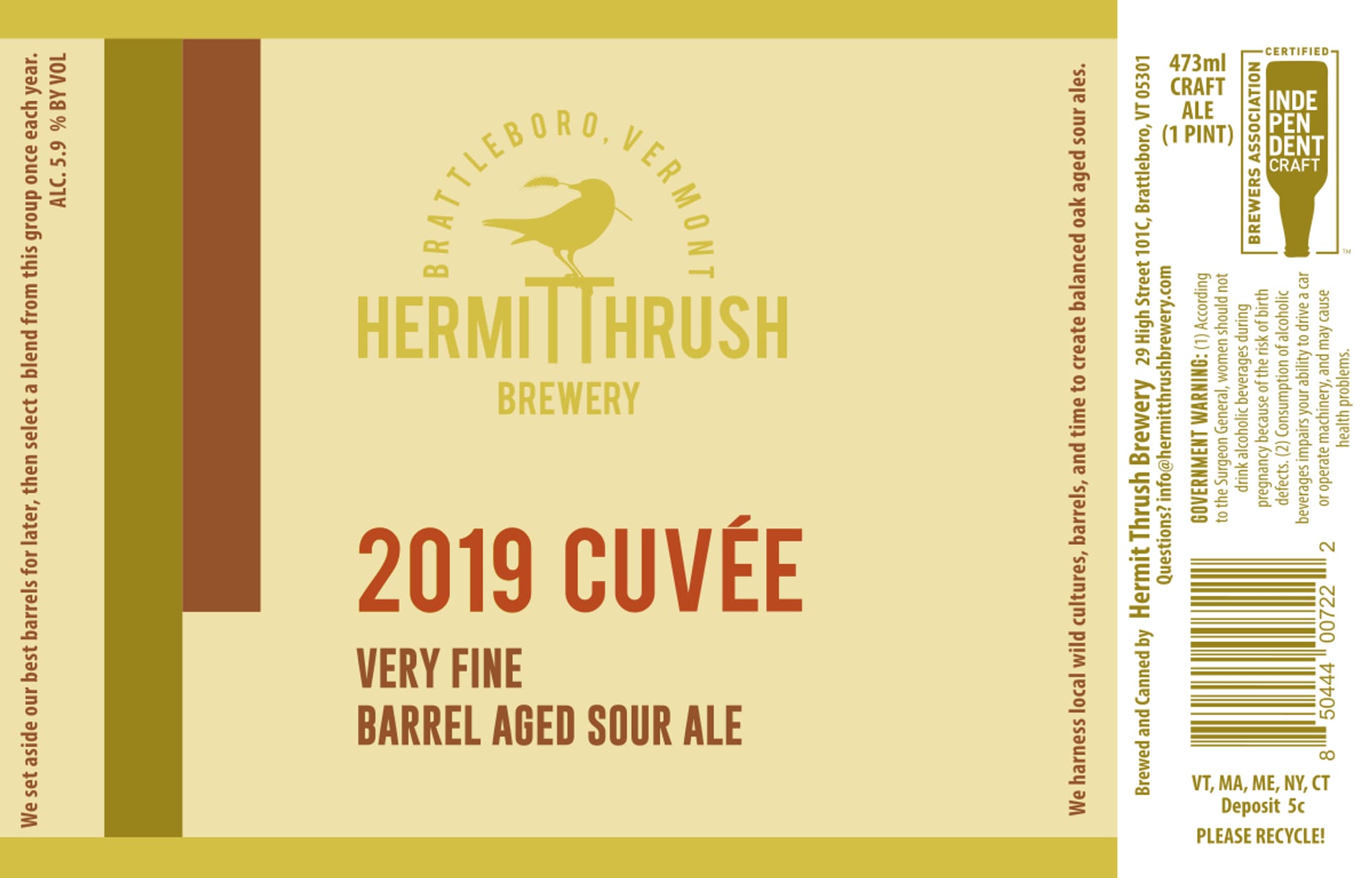 2019 Cuvée by Hermit Thrush Brewery - beer label