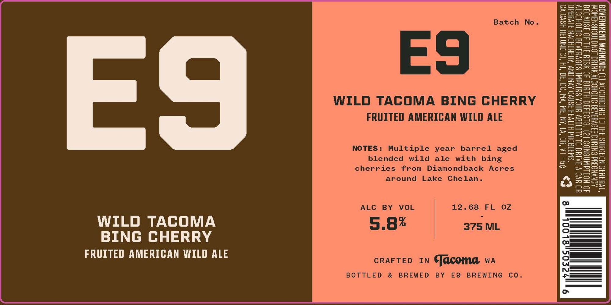Wild Tacoma Bing Cherry by E9 Brewing Co. - beer label