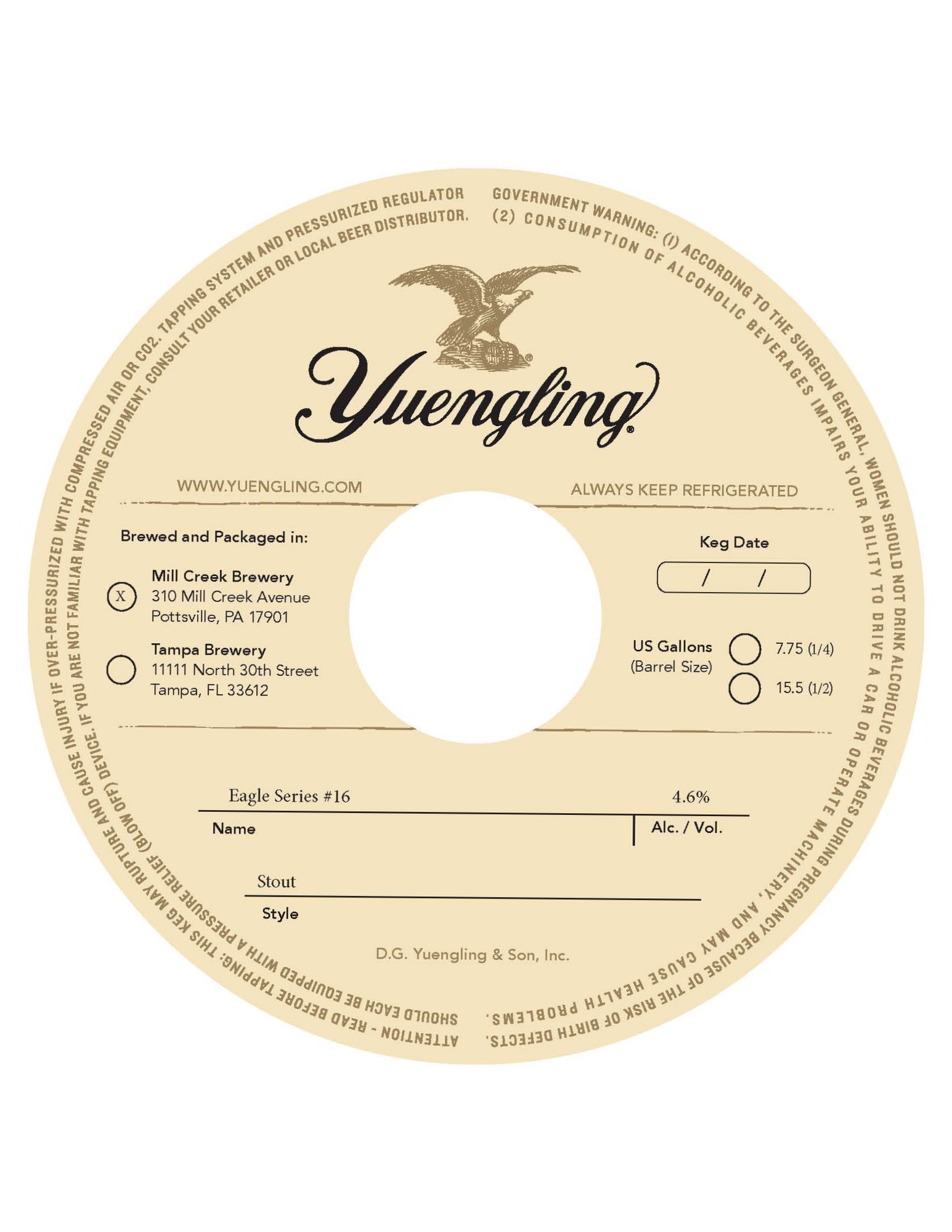 Eagle Series #16 by D.G. Yuengling & Son, Inc. - beer label