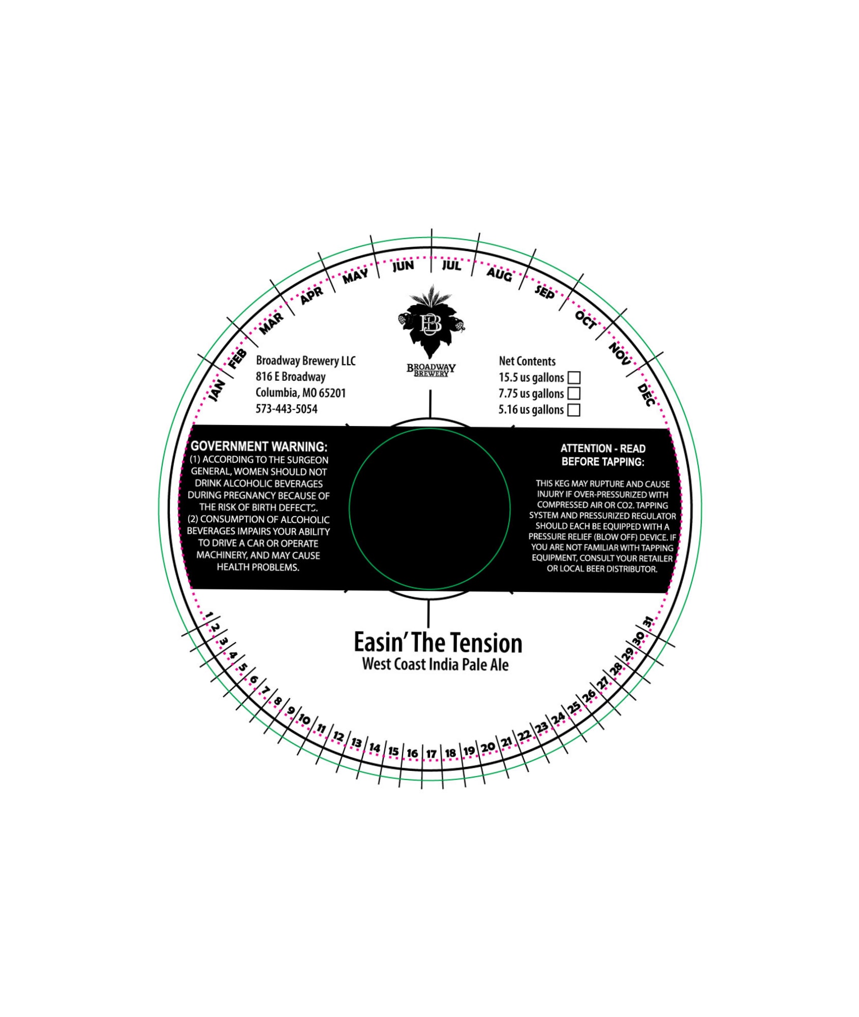 Easin’ The Tension by Broadway Brewery LLC - beer label