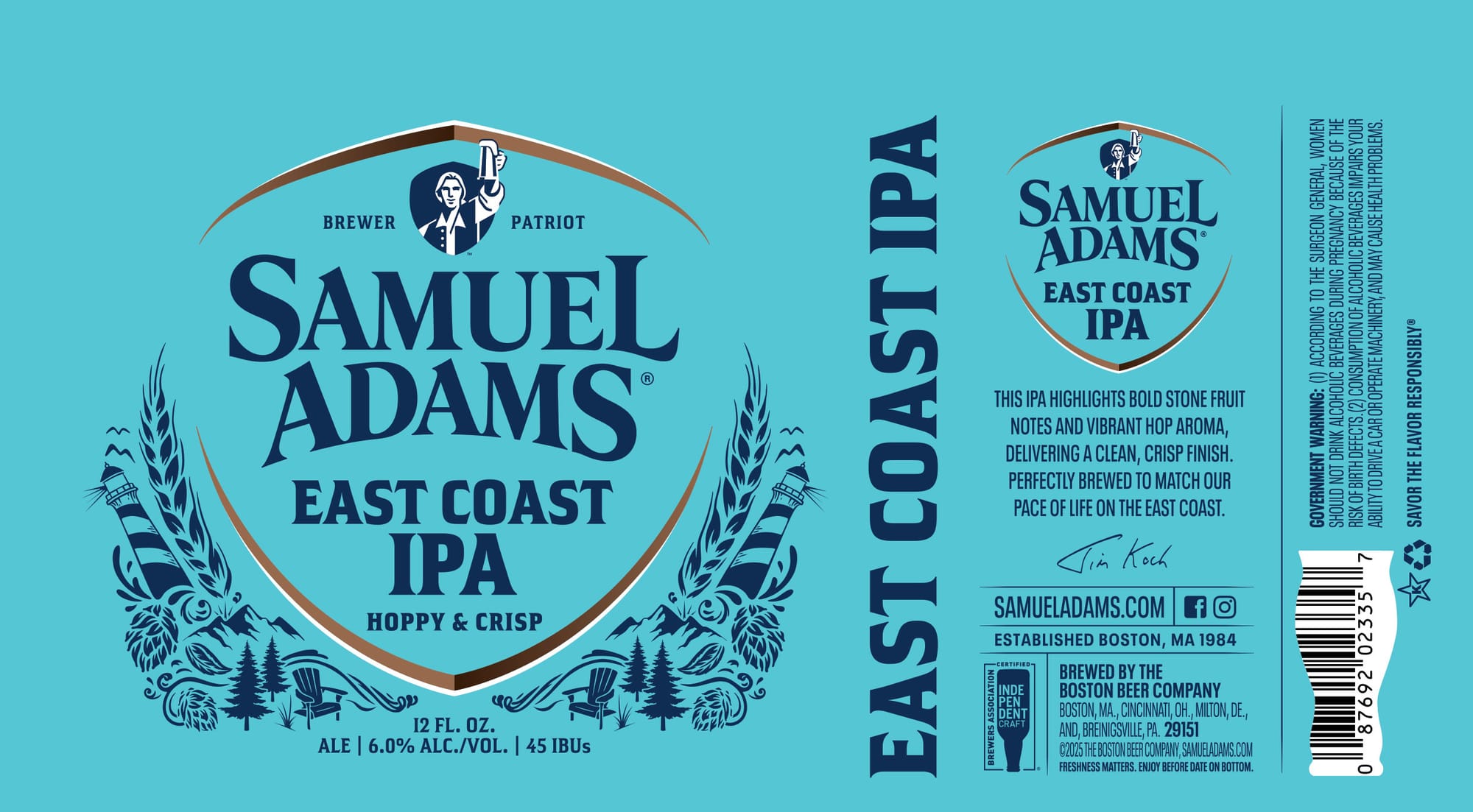 East Coast IPA by Samuel Adams - beer label