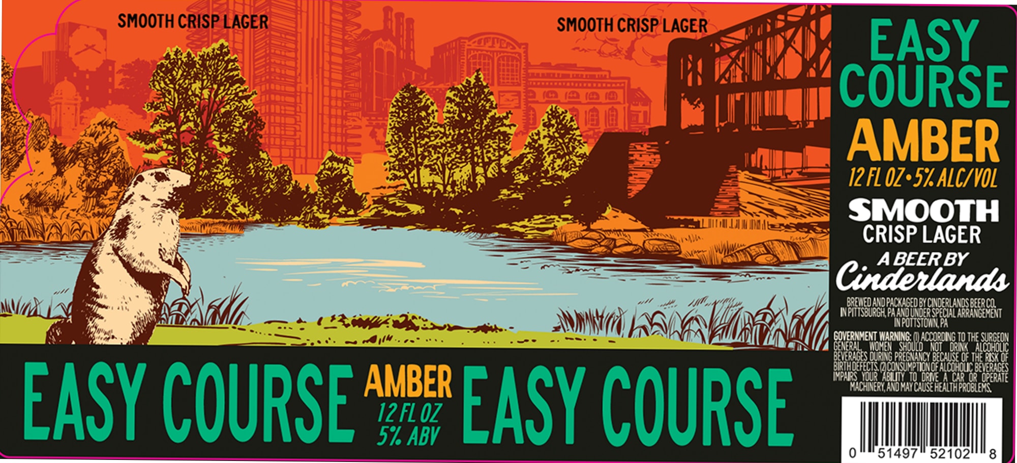 Easy Course Amber Lager by Cinderlands - beer label