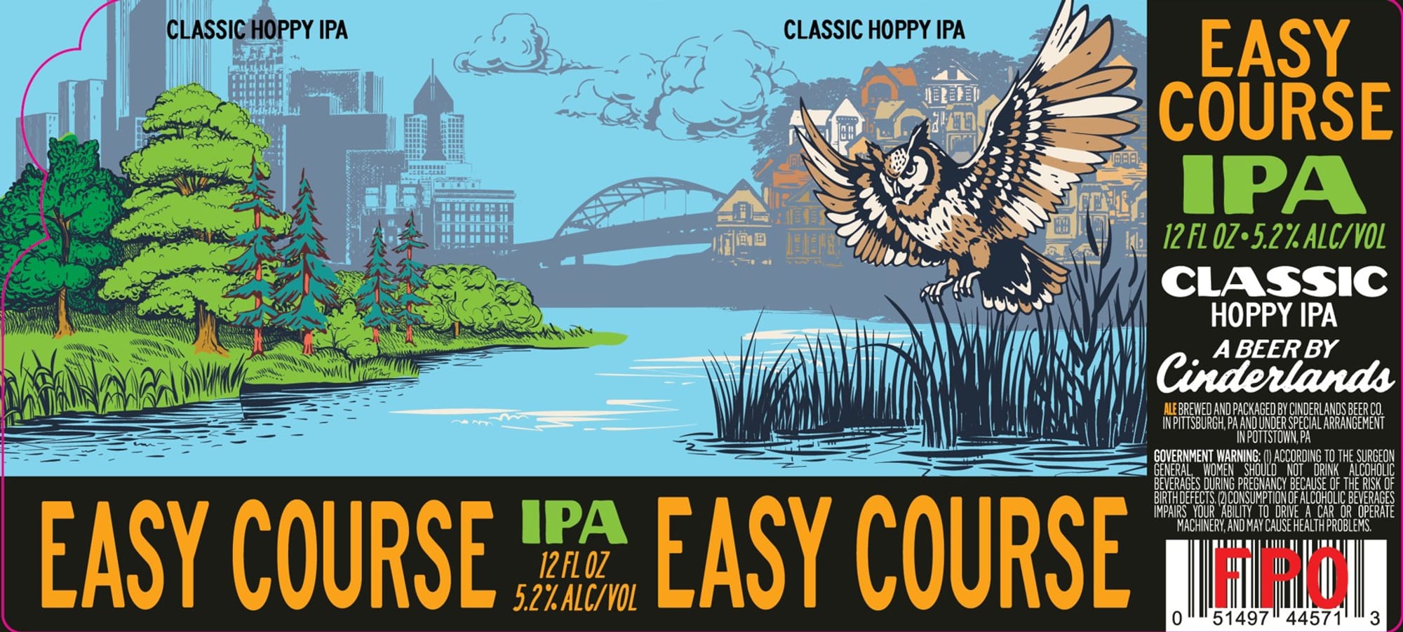 Easy Course by Cinderlands Beer Co. - beer label