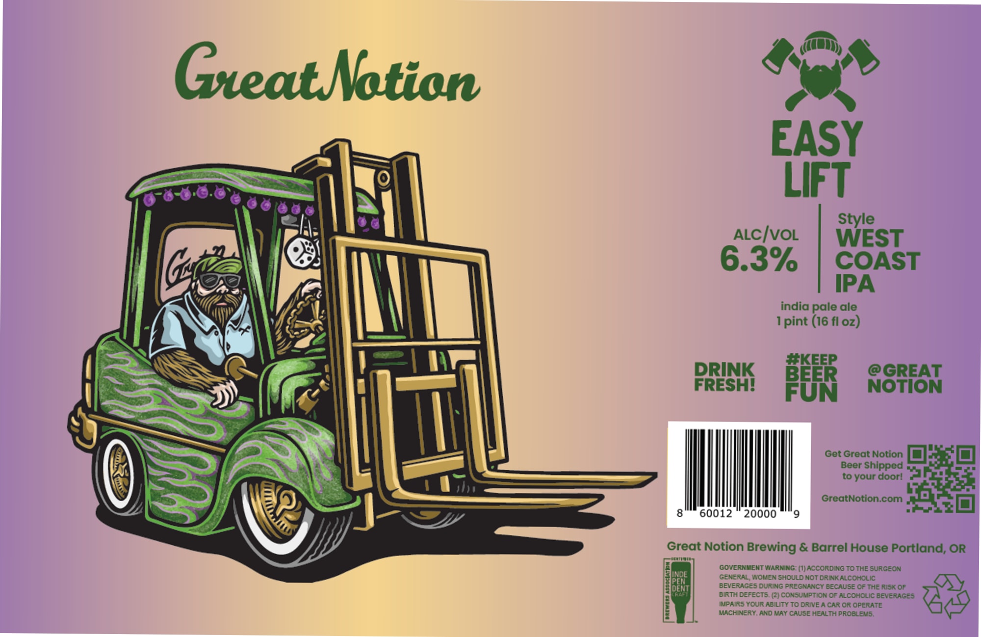 Easy Lift by Great Notion Brewing - beer label
