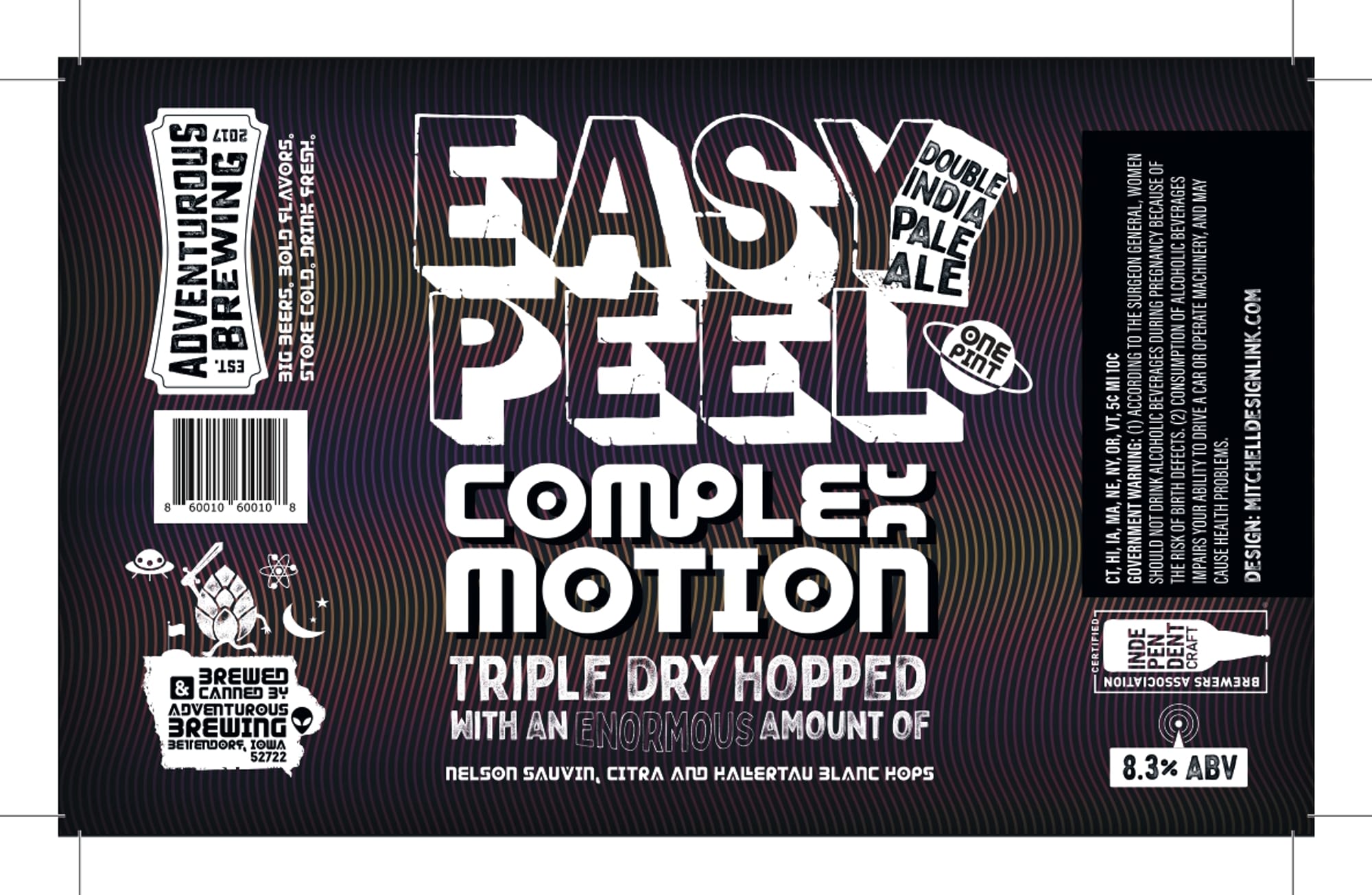 Easy Peel Complex Motion by Adventurous Brewing - beer label