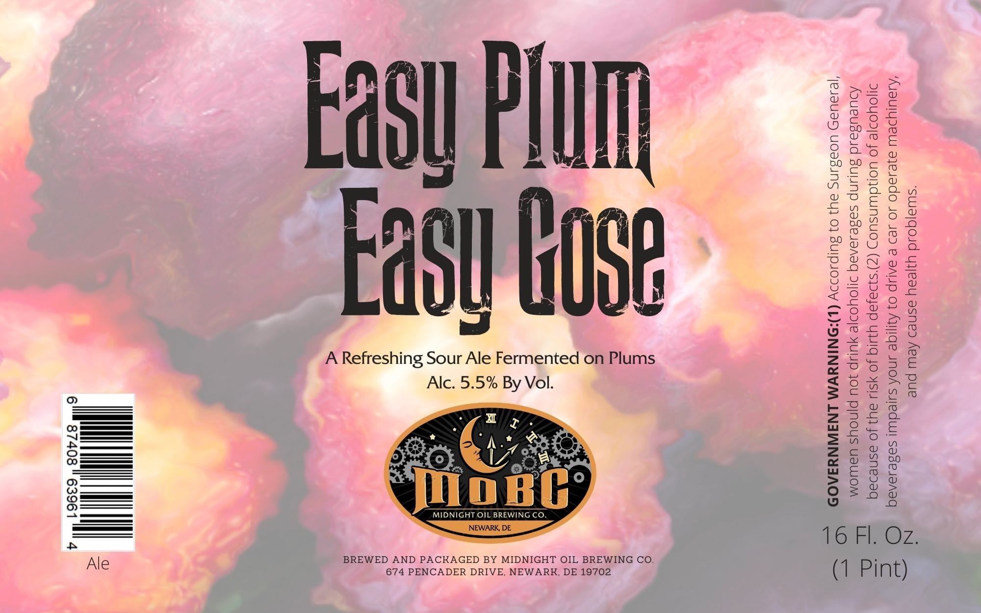 Easy Plum Easy Rose by Midnight Oil Brewing Co. - beer label