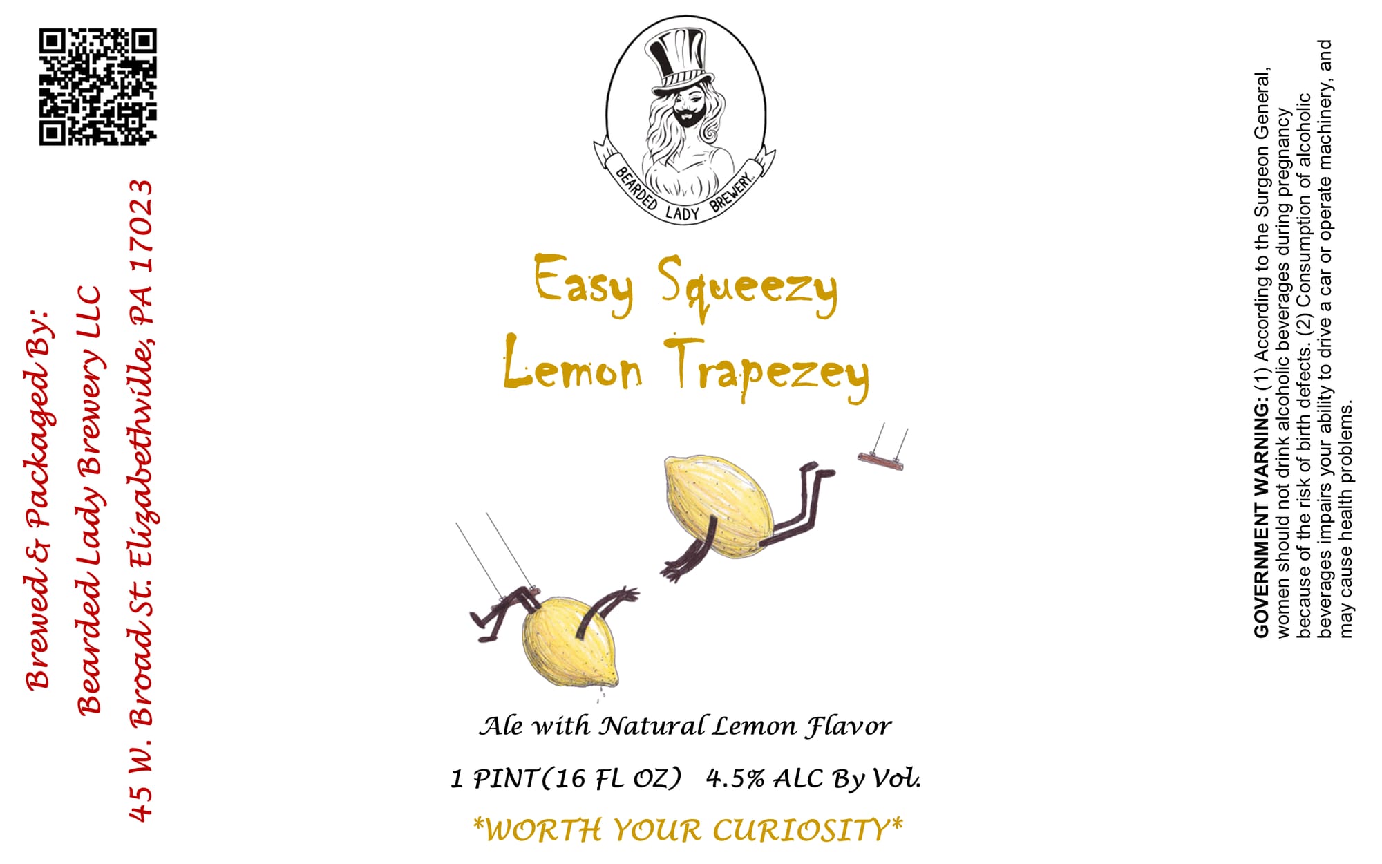 Easy Squeezy Lemon Trapezey by Bearded Lady Brewery - beer label