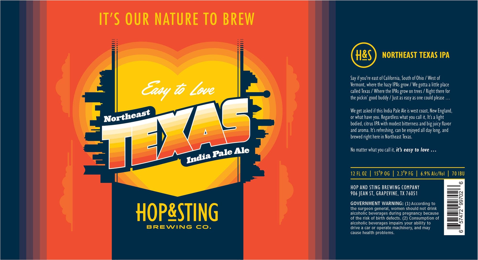 Easy to Love Northeast IPA by Hop & Sting Brewing Co. - beer label
