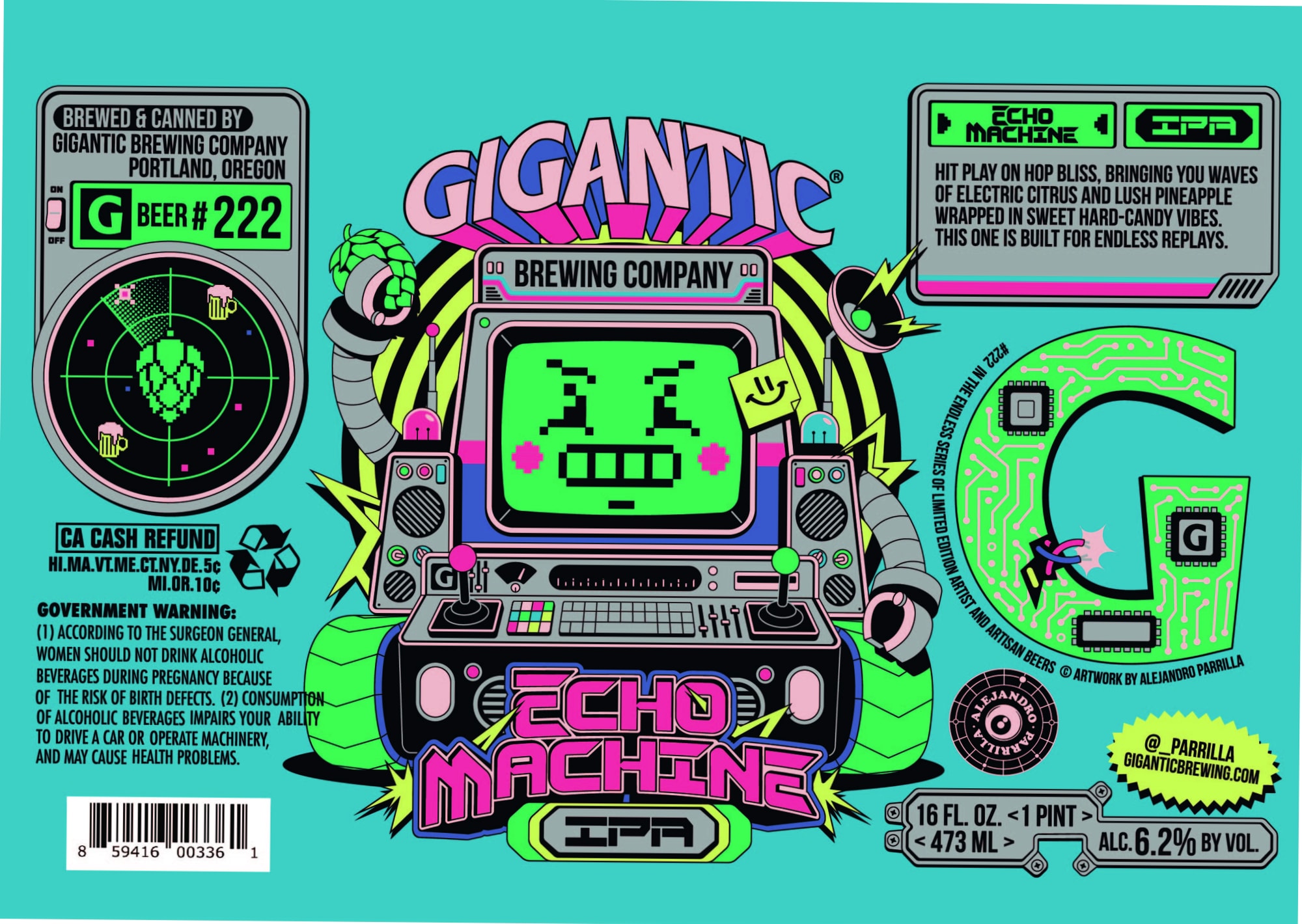 Echo Machine IPA by Gigantic Brewing Company - beer label