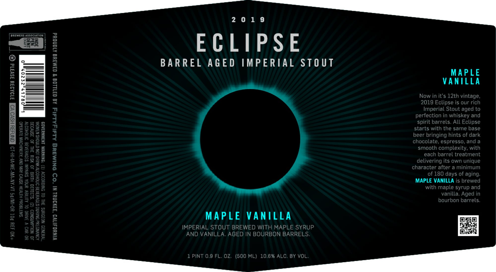 Eclipse Maple Vanilla by FiftyFifty Brewing Co. - beer label