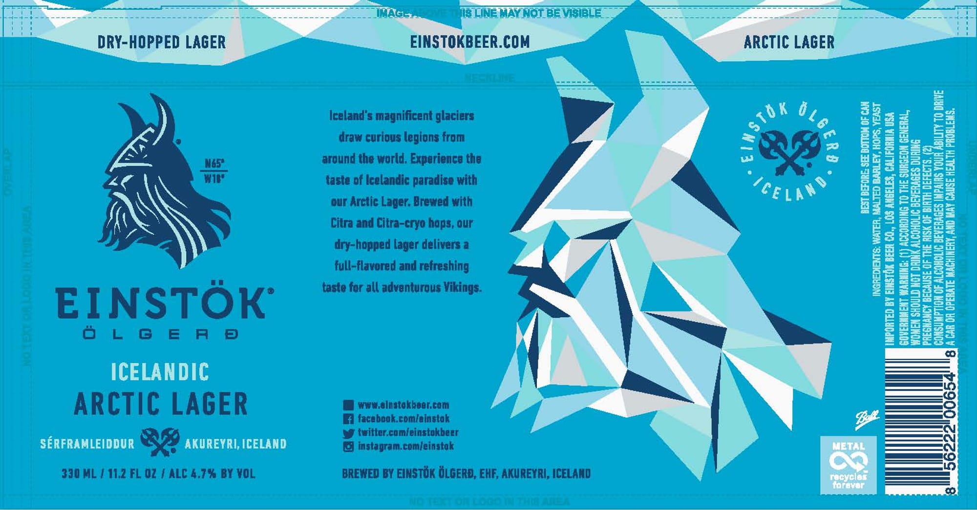 Arctic Lager by Einstök Ölgerð - beer label