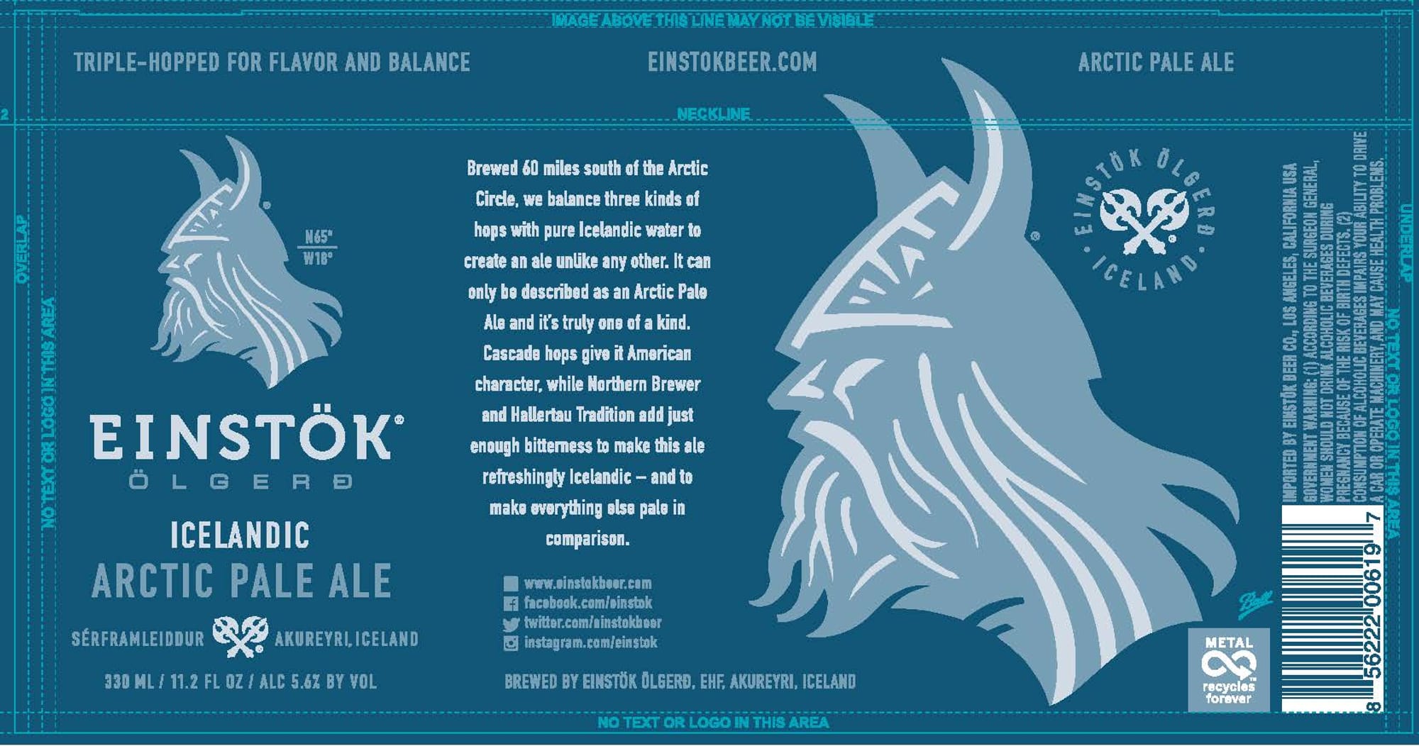 Arctic Pale Ale by Einstök Ölgerð - beer label