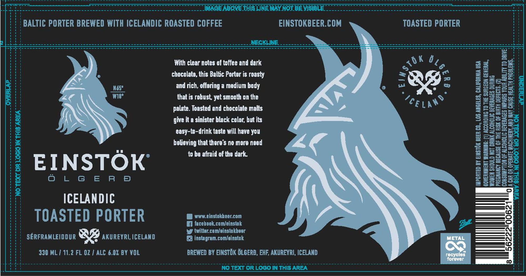 Toasted Porter by Einstök Ölgerð - beer label